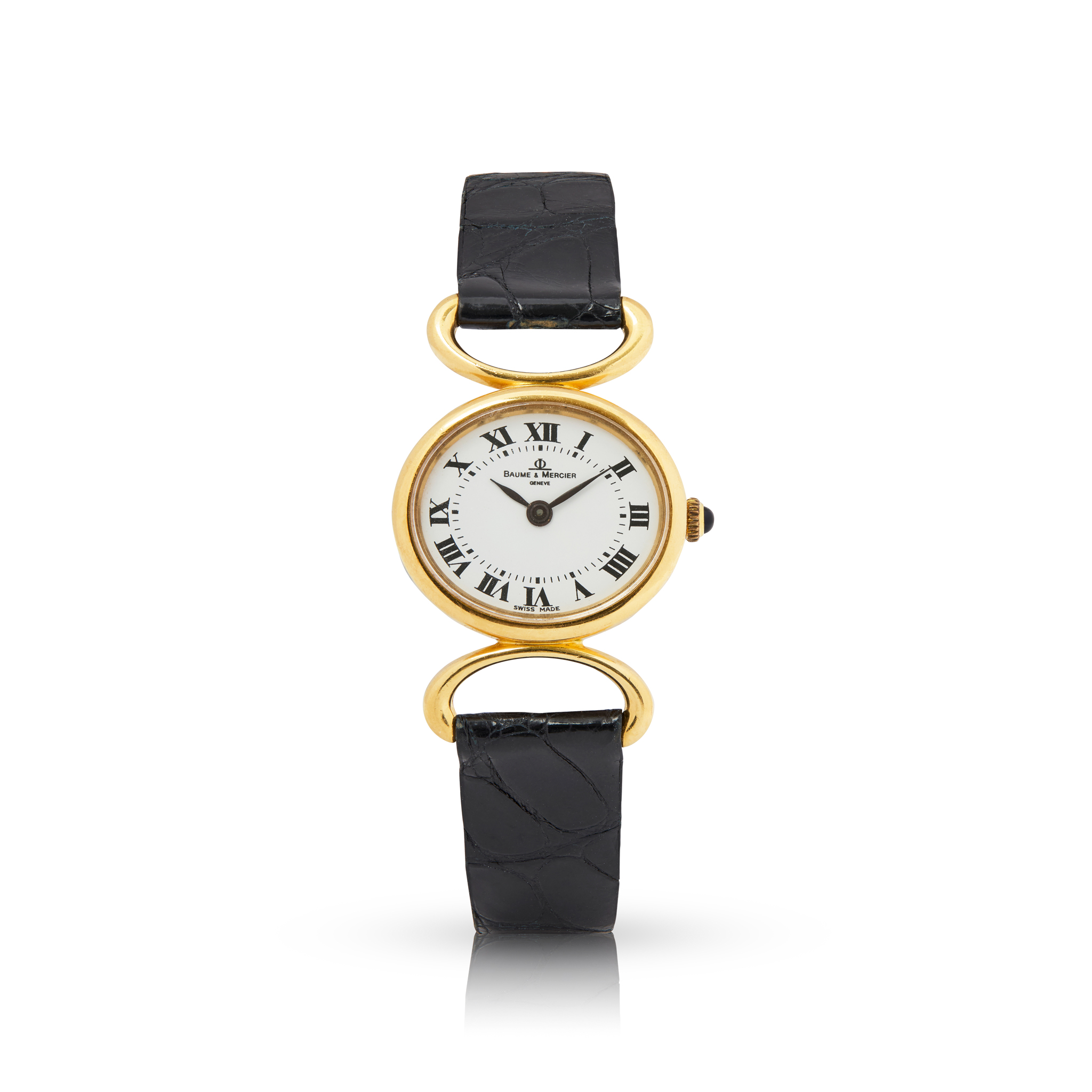 Baume & Mercier. An 18k yellow gold oval cased mechanical wristwatch