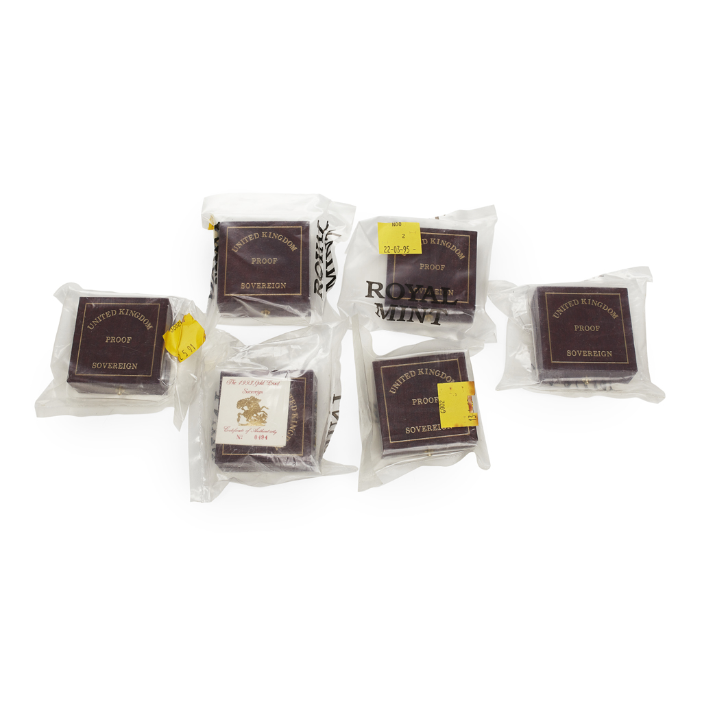 U.K. - A group of six cased proof gold sovereigns