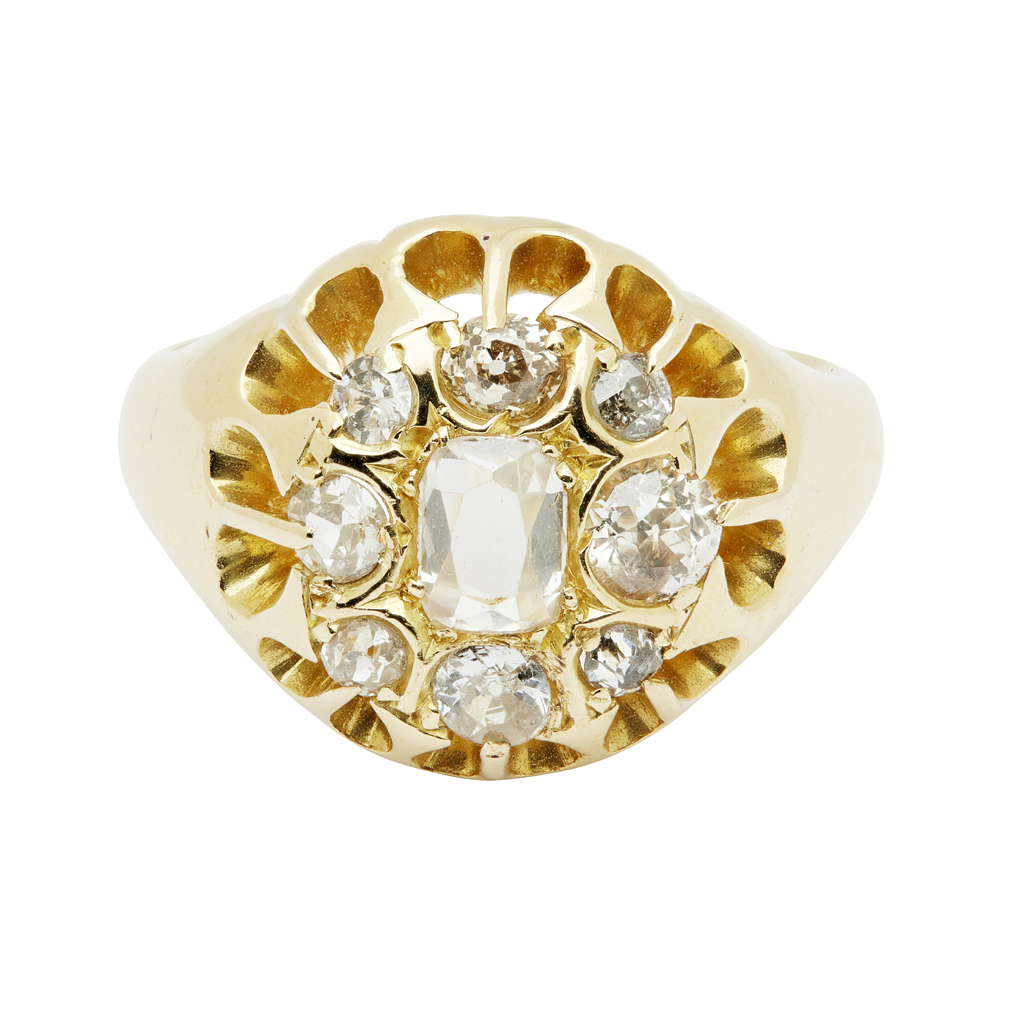 A diamond set cluster ring