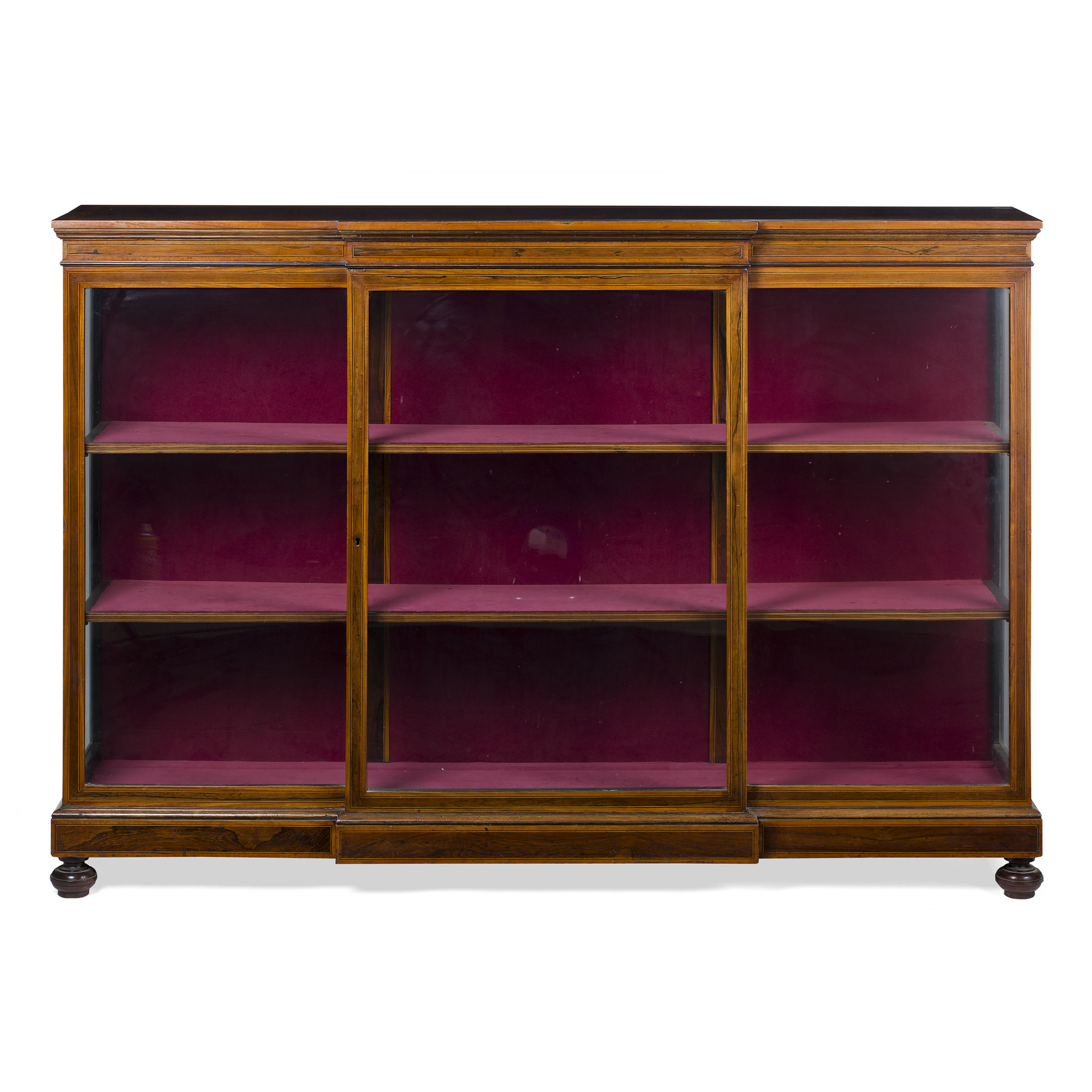 EDWARDIAN ROSEWOOD AND SATINWOOD DISPLAY CABINET