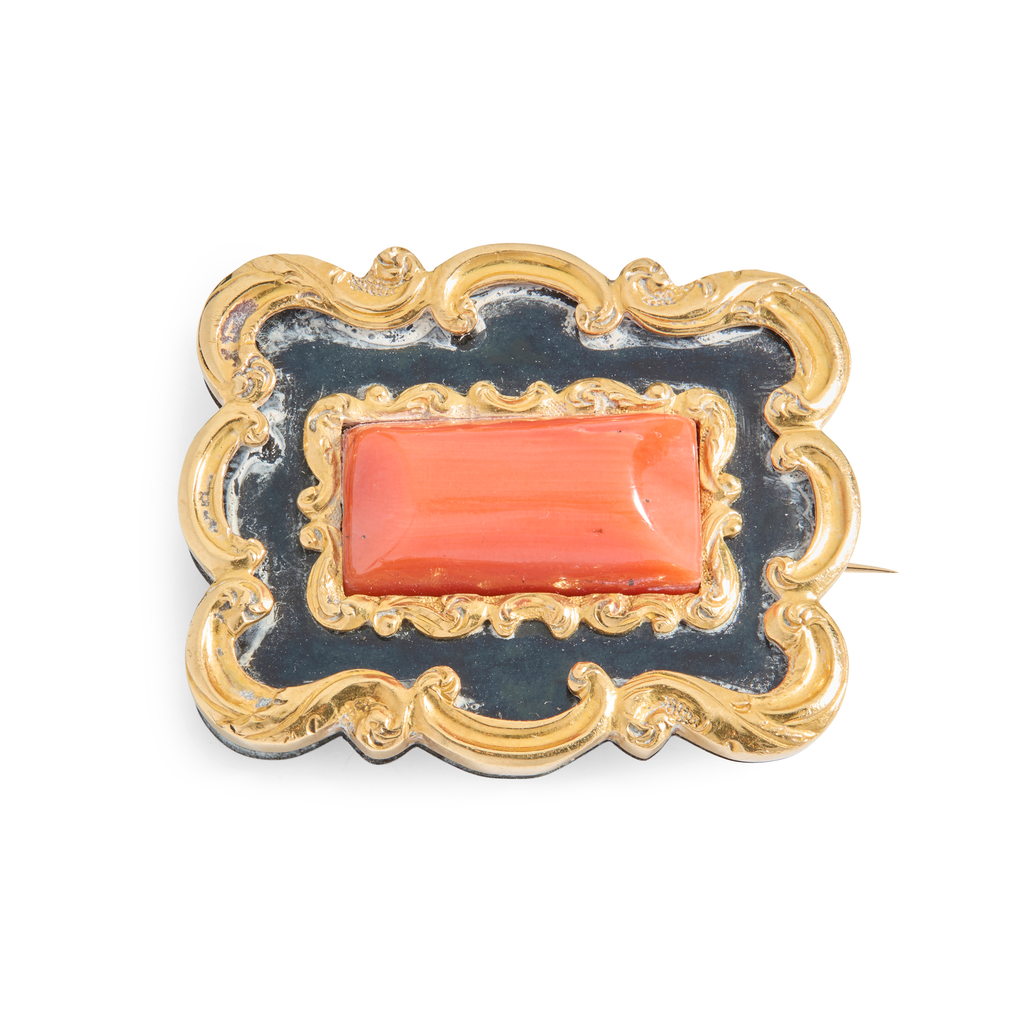 A William IV enamel and coral memorial brooch