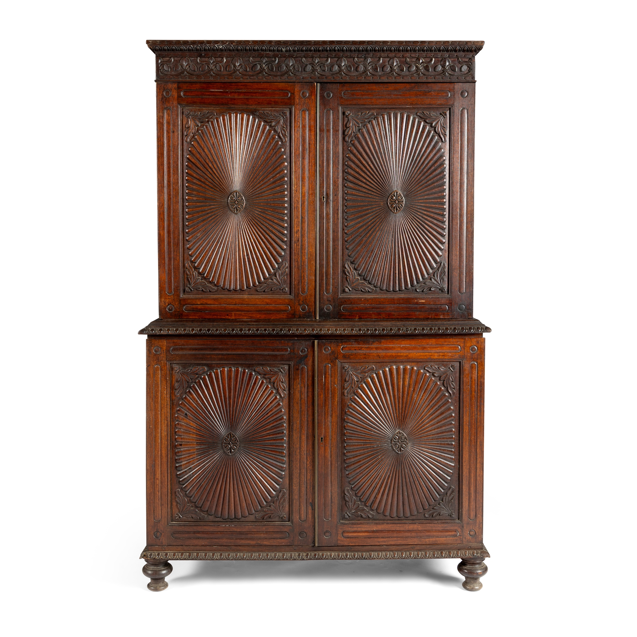 AN ANGLO INDIAN HARDWOOD LINEN PRESS