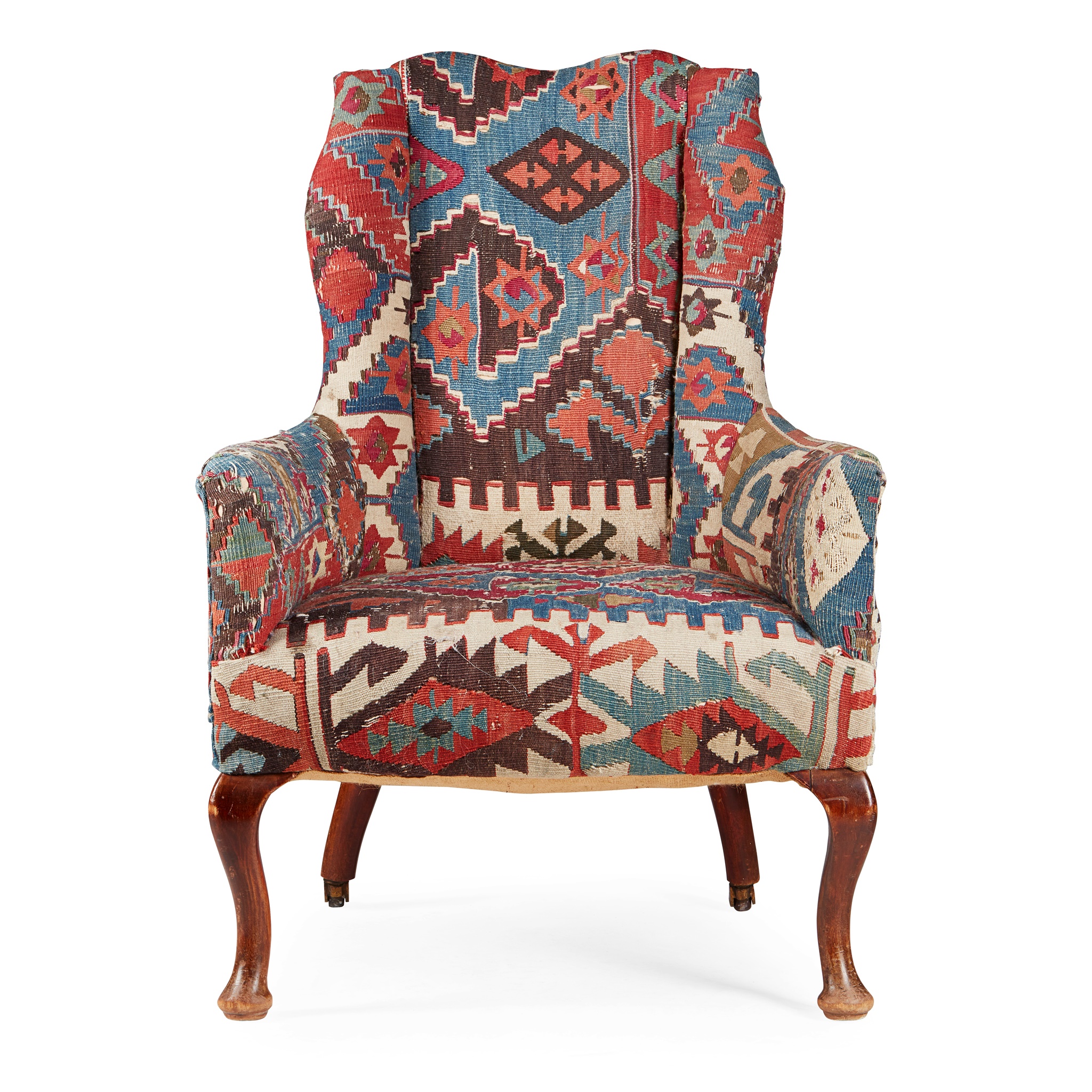 KILIM UPHOLSTERED SMALL WING ARMCHAIR