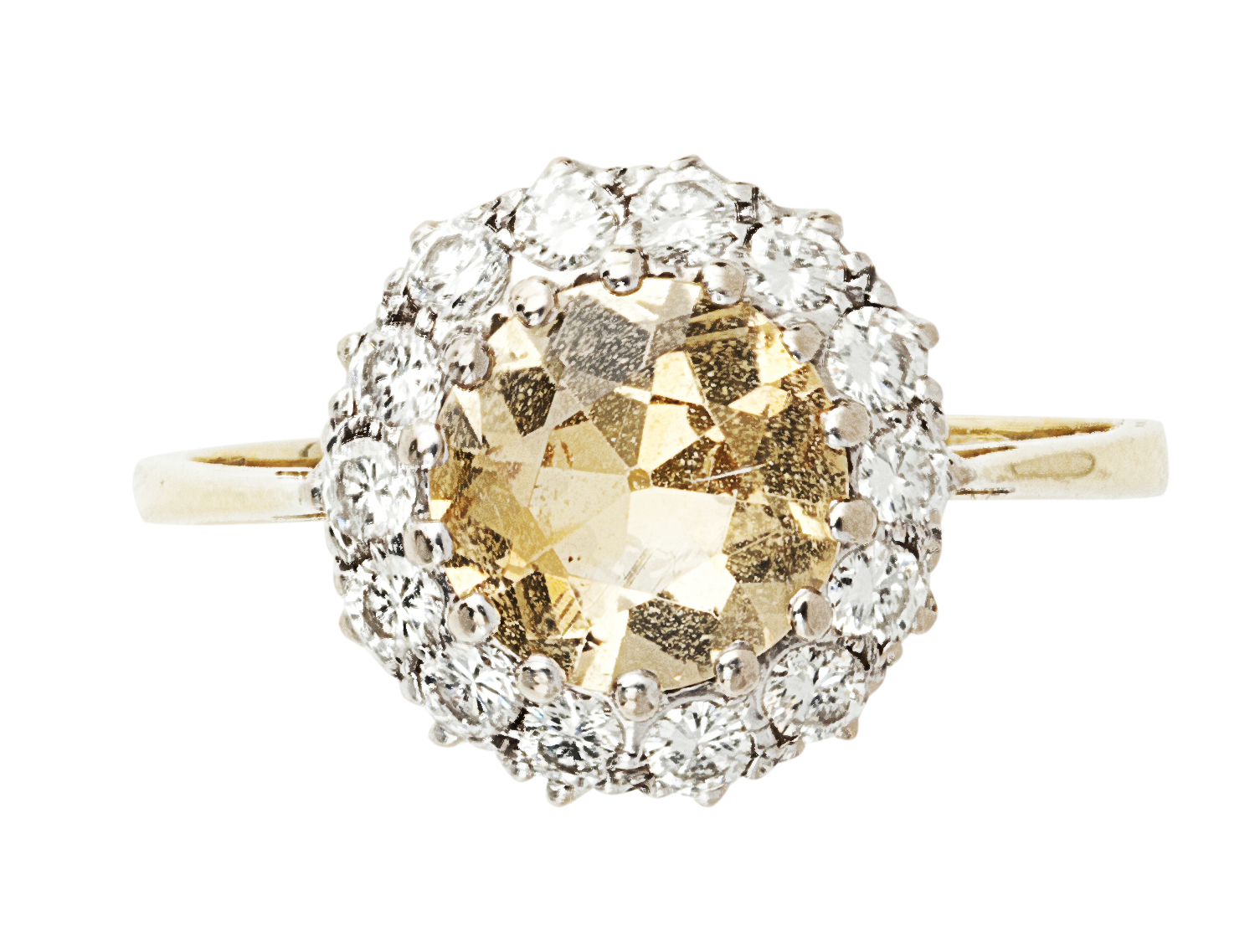 A topaz and diamond set cluster ring