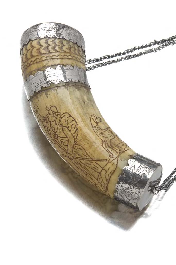A late 17th/early 18th century mounted bugle drinking horn,