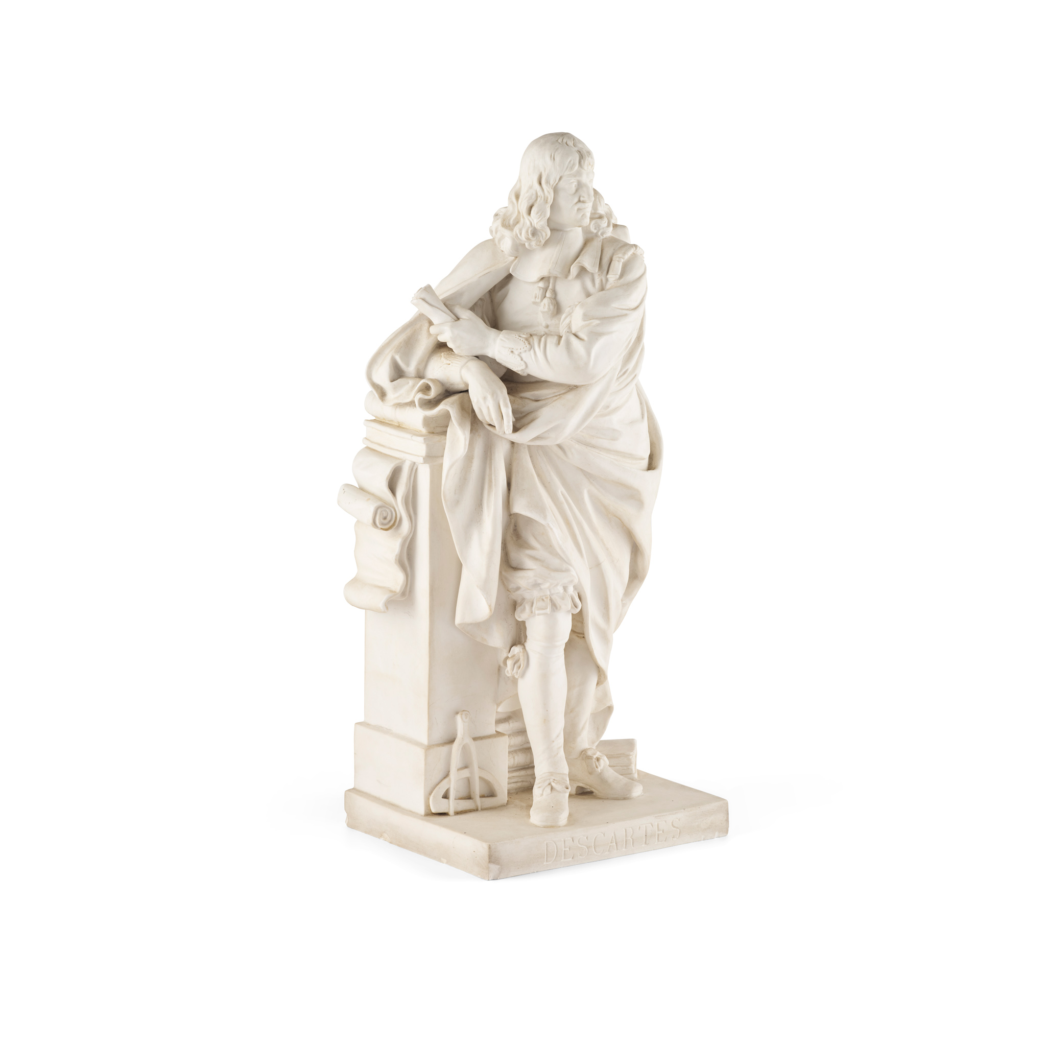 SÈVRES BISCUIT PORCELAIN FIGURE OF DESCARTE FROM THE SERIES OF 'LE GRANDS HOMMES'