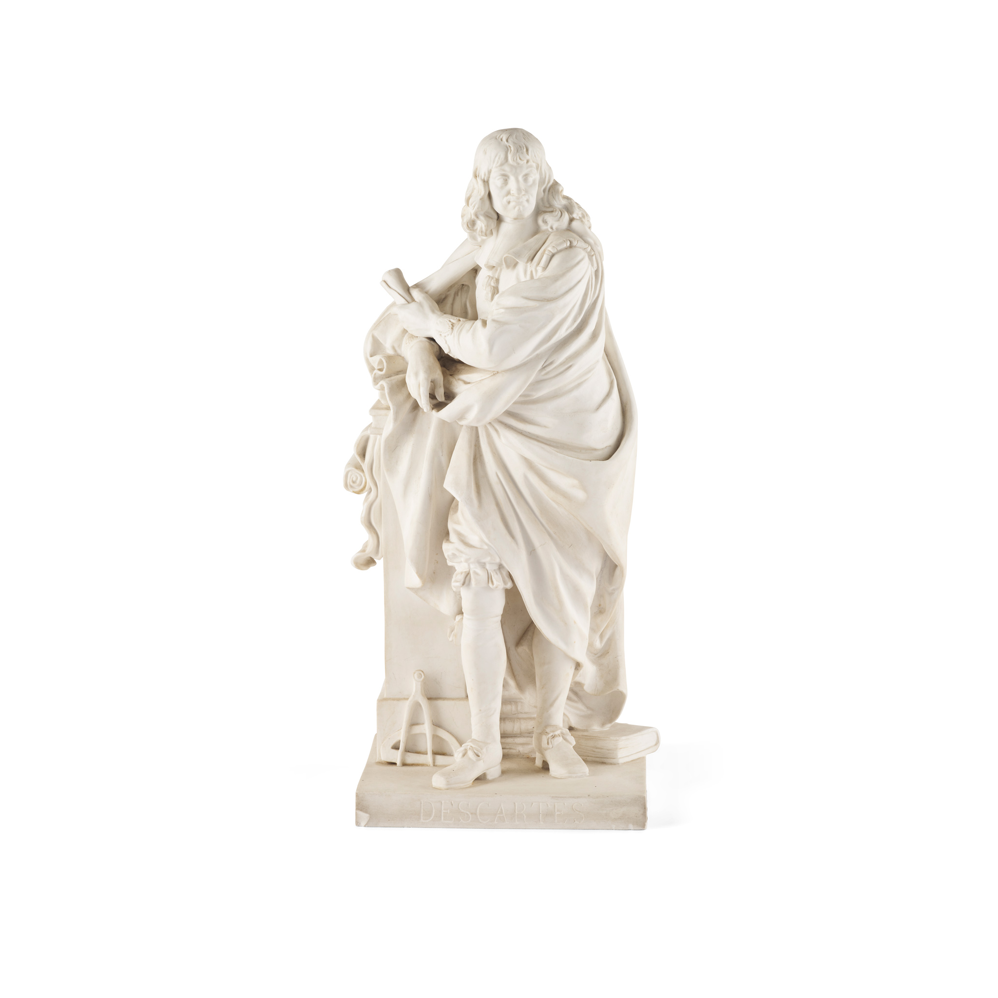 SÈVRES BISCUIT PORCELAIN FIGURE OF DESCARTE FROM THE SERIES OF 'LE GRANDS HOMMES'