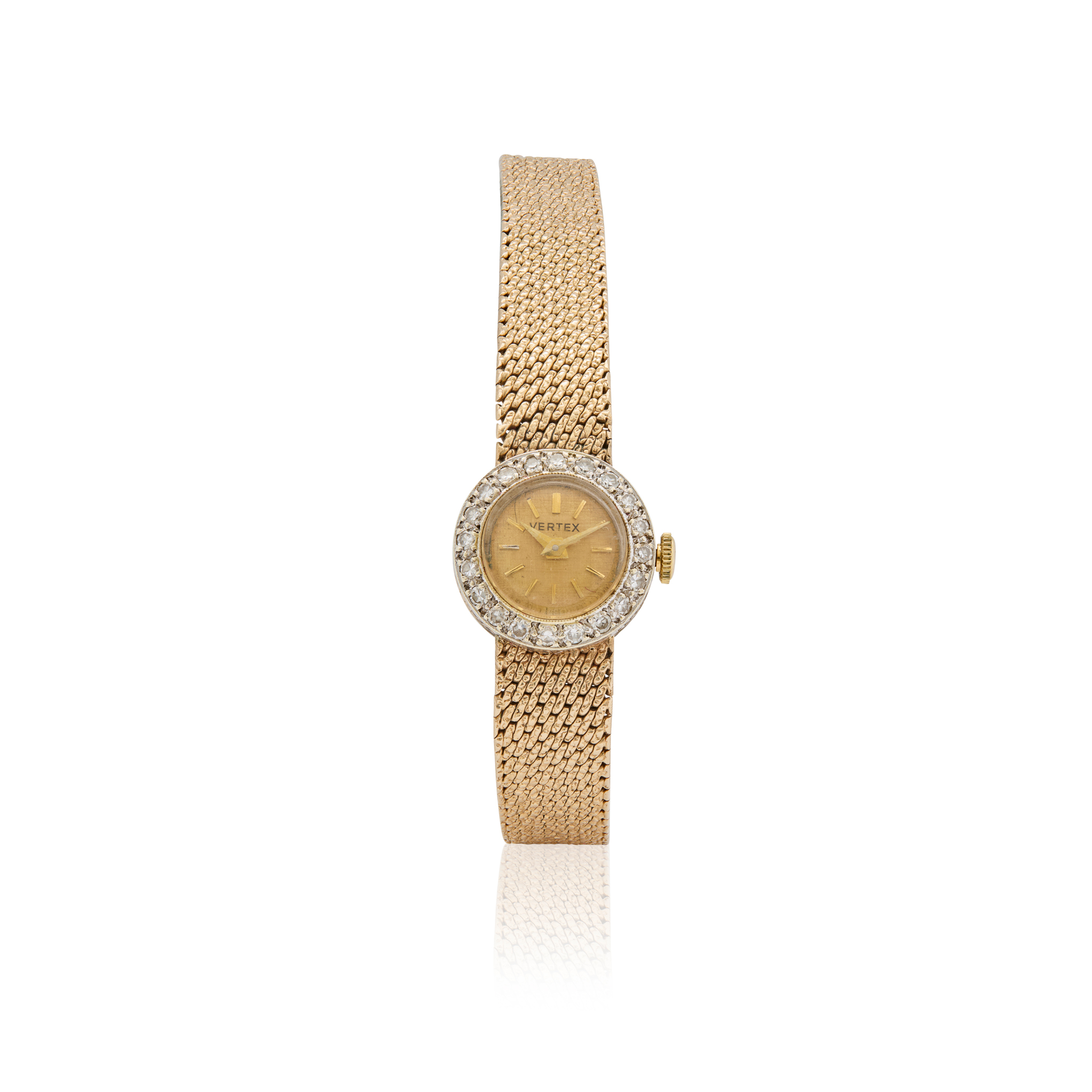 Vertex. A Ladies 9k gold and diamond set bracelet watch, circa 1968