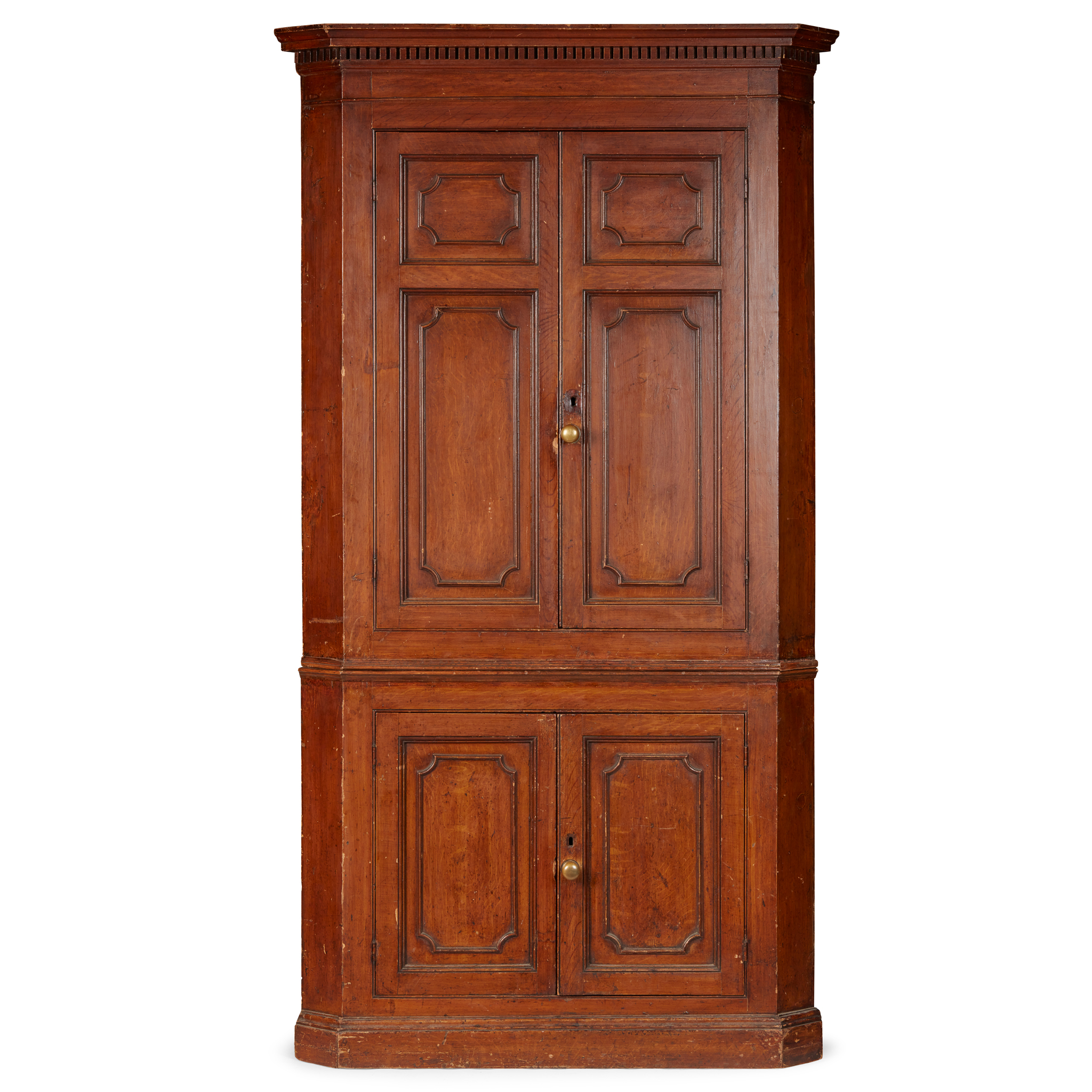 GEORGE III SCUMBLE PAINTED PINE CORNER CABINET