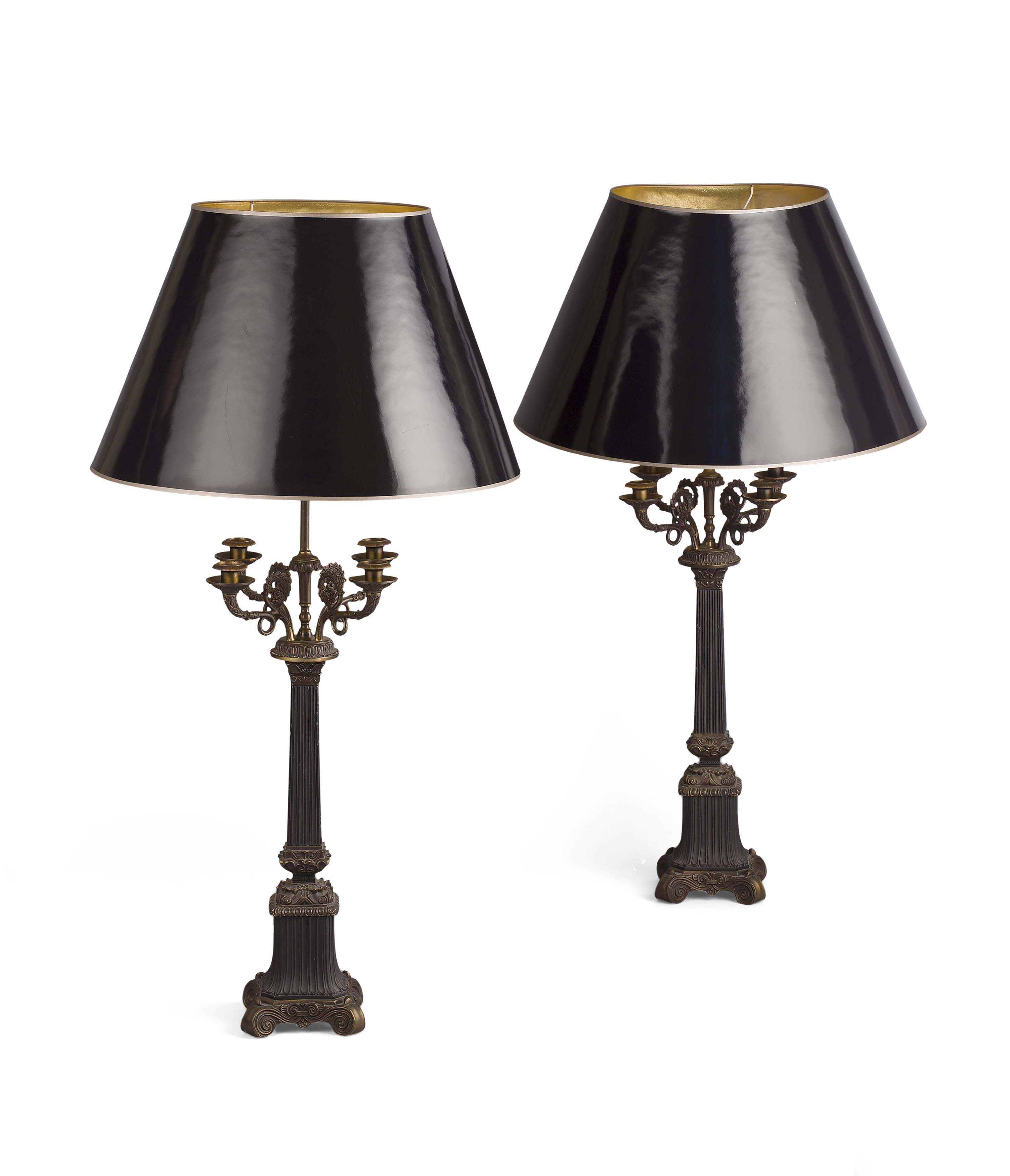 PAIR OF BRONZED METAL LAMPS