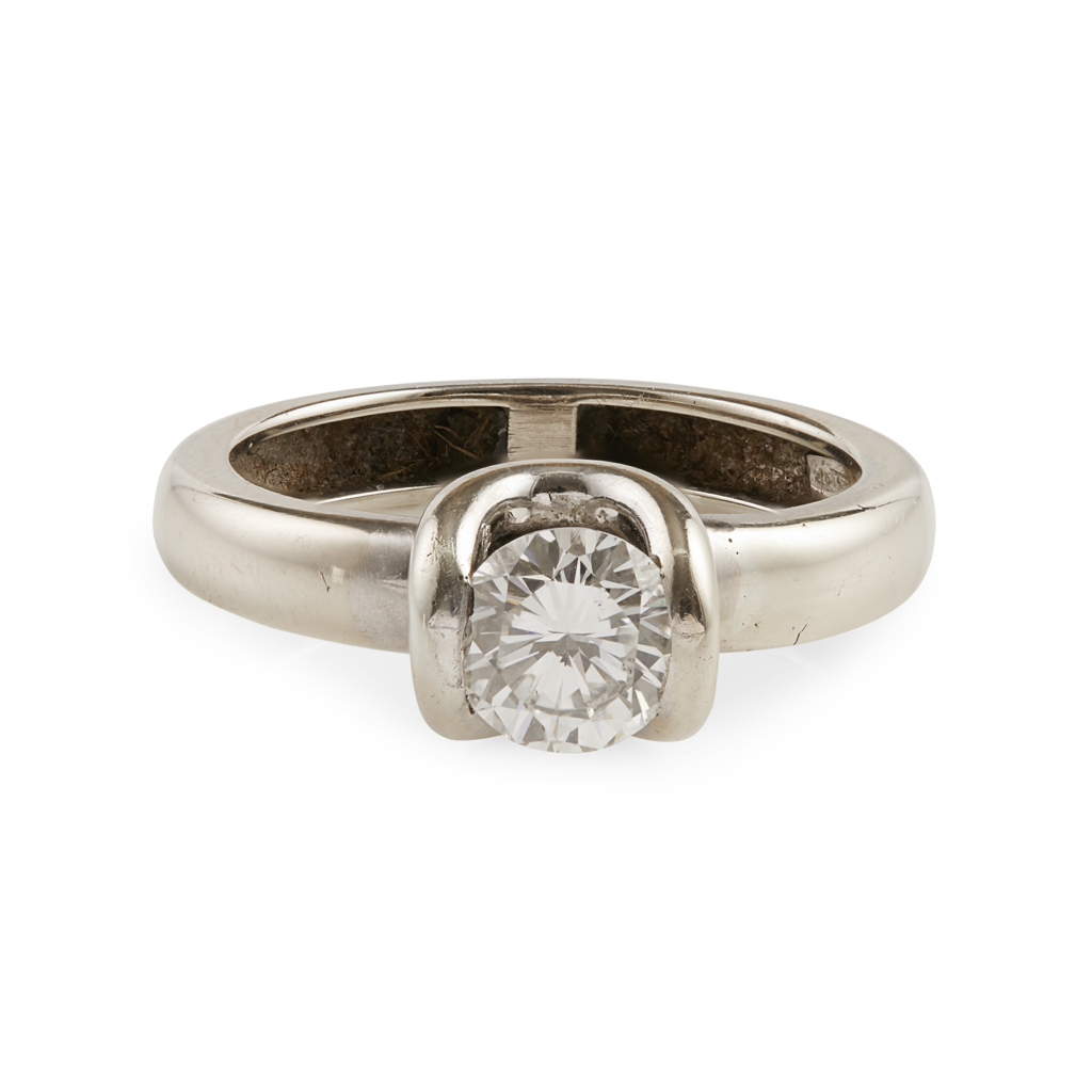 A single stone laser drilled diamond set ring