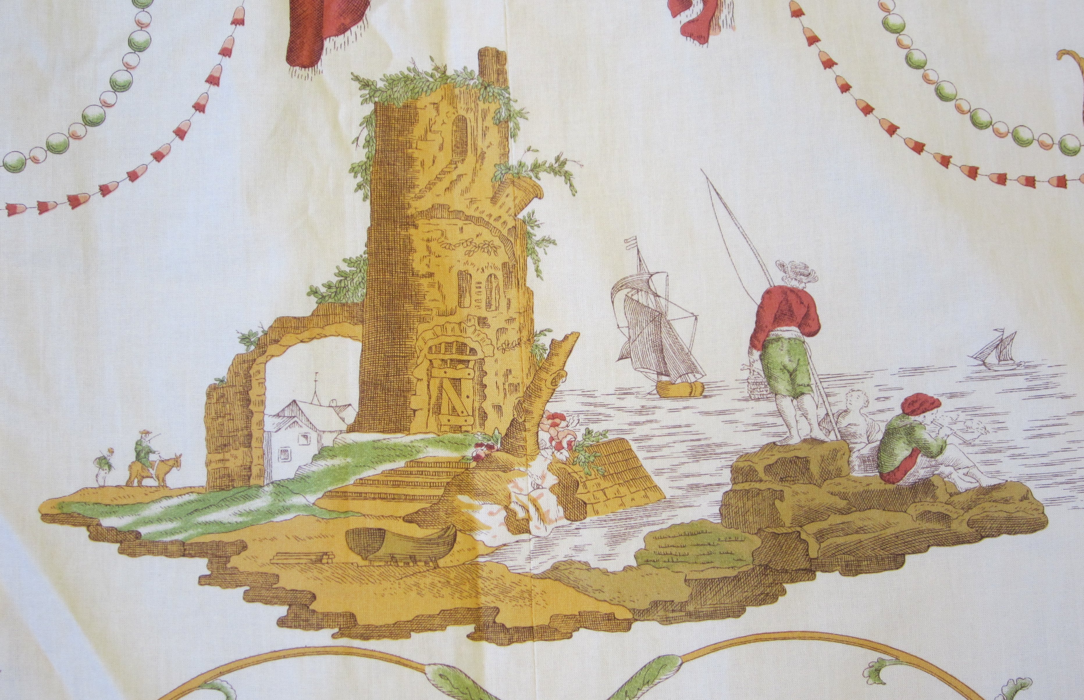 PAIR OF PRINTED COTTON CURTAINS