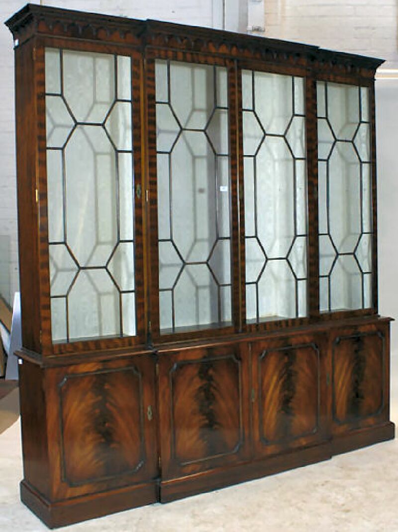 A Georgian style mahogany breakfront bookcase