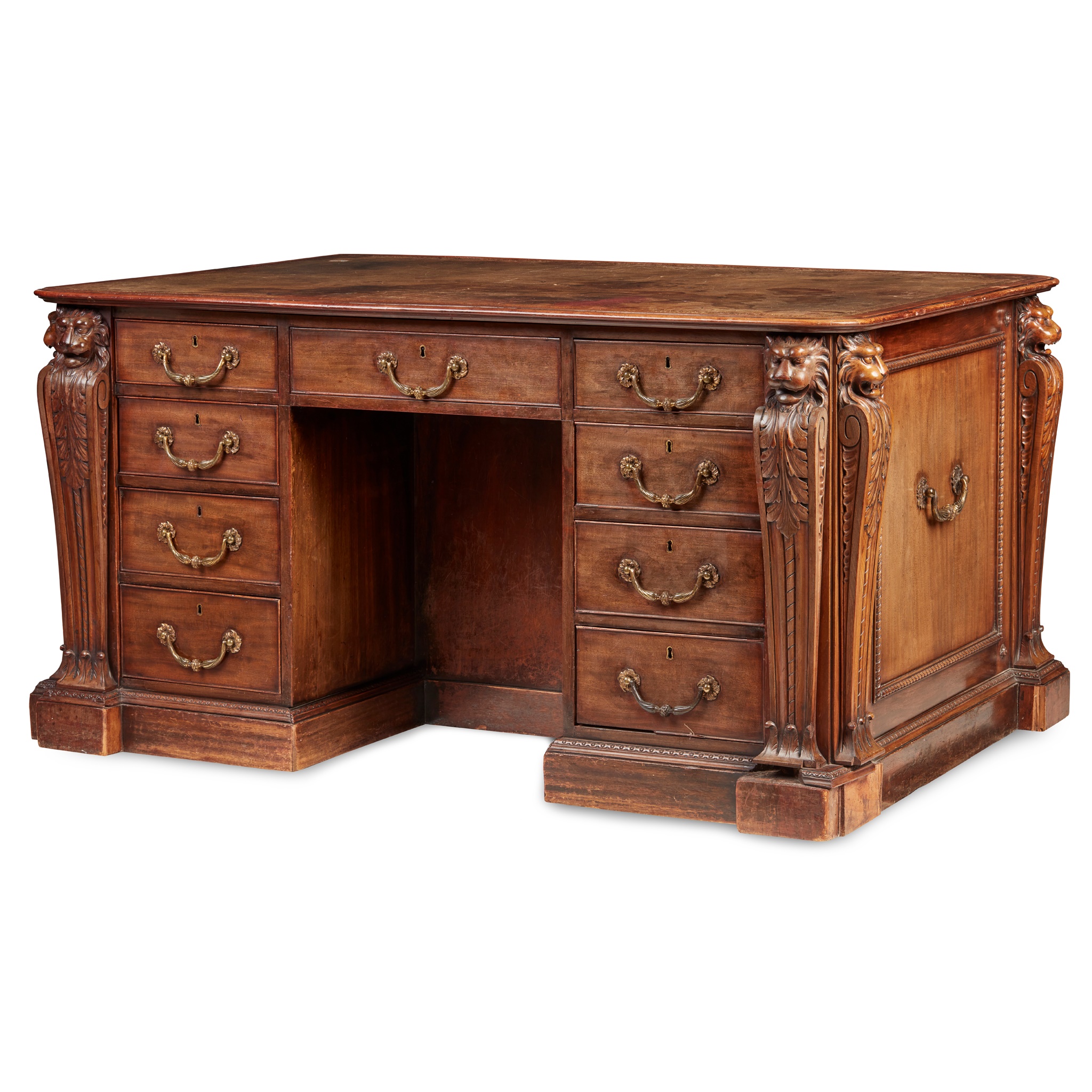 GEORGE III STYLE MAHOGANY KNEEHOLE DESK