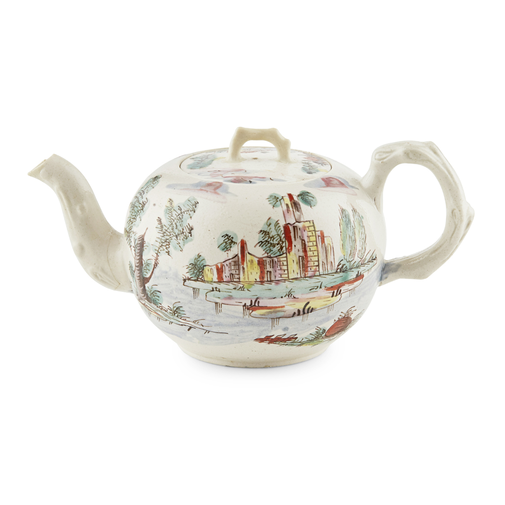 SMALL STAFFORDSHIRE SALT-GLAZED COVERED TEAPOT