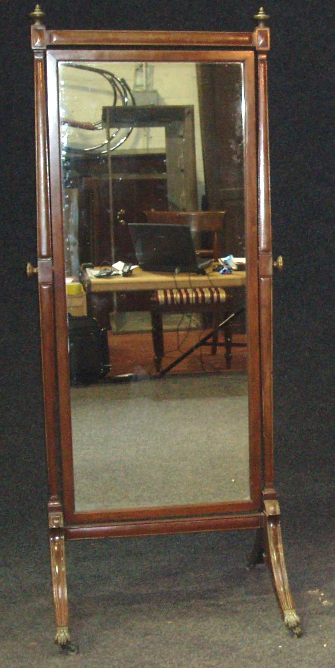 A 19th century mahogany cheval mirror,