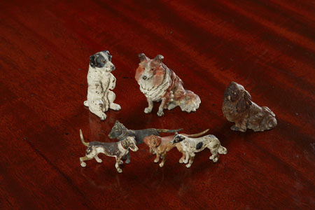 An early 20th century Austrian cold painted bronze collie