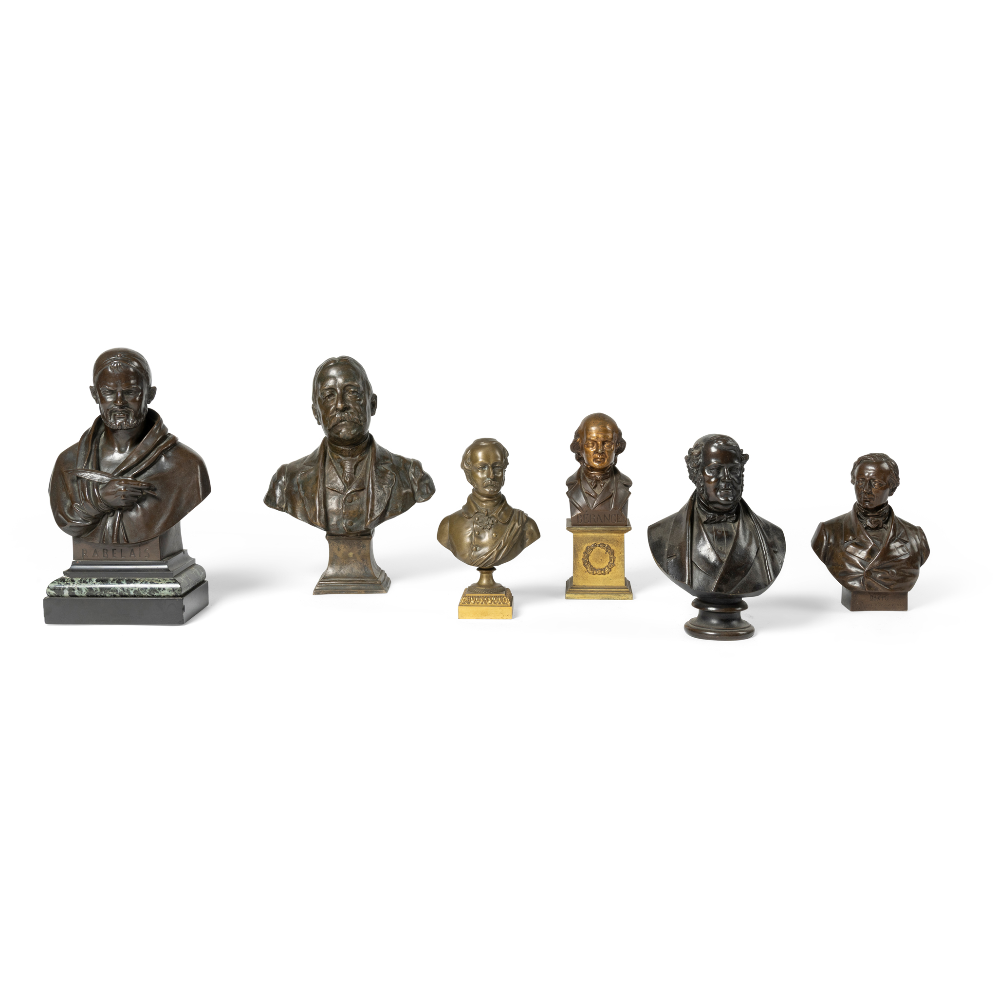 A COLLECTION OF PORTRAIT BUST BRONZES