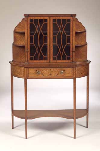 An Edwardian satinwood side cabinet,