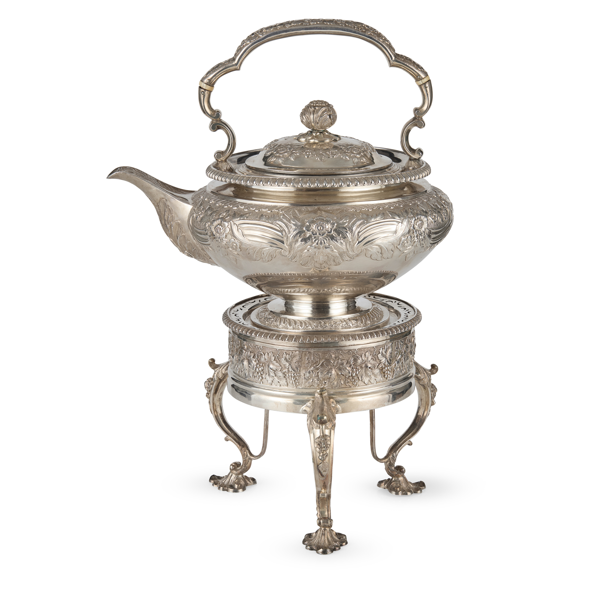 A GEORGE III TEA KETTLE AND ASSOCIATED STAND