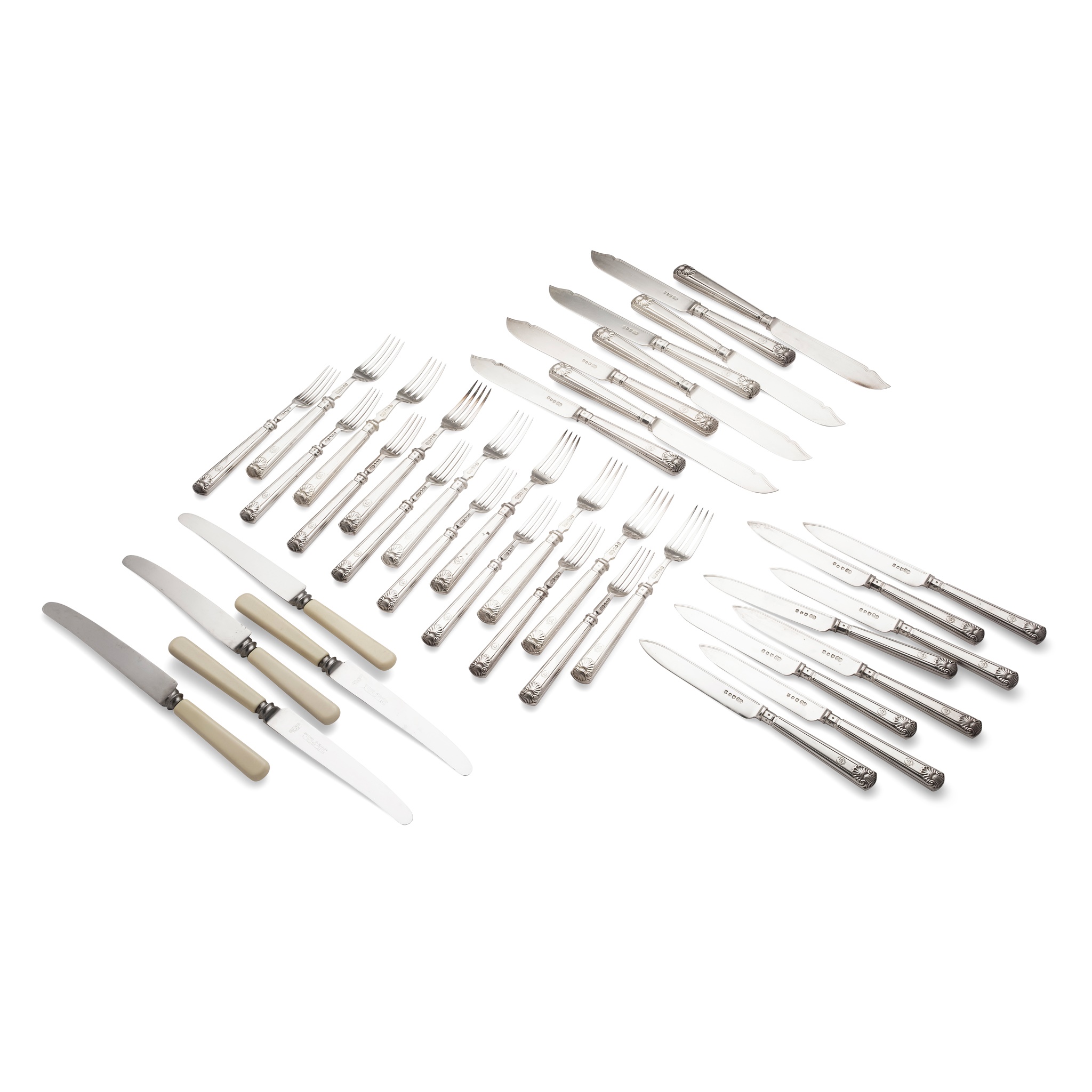 A set of Edwardian fish knives and forks