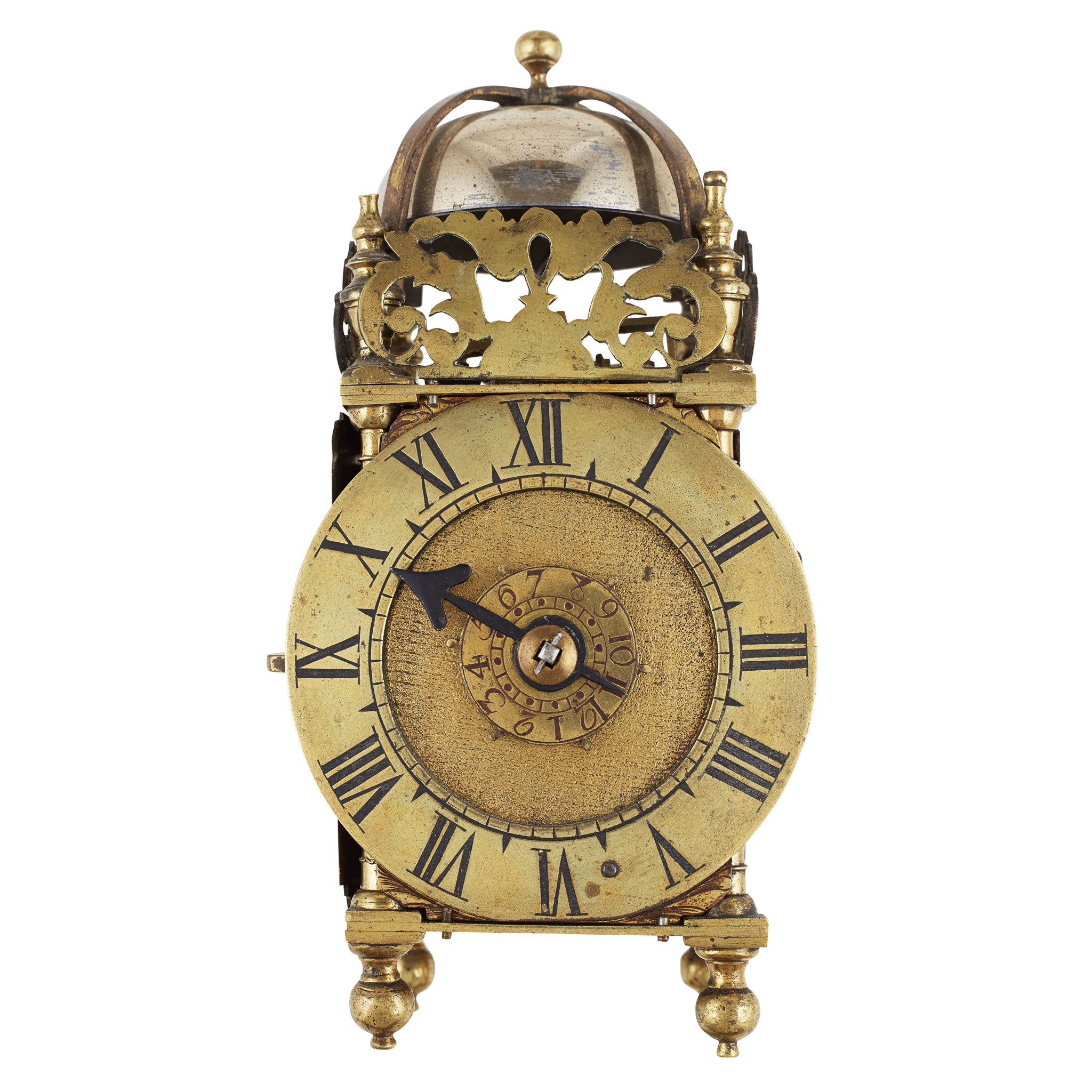 MINIATURE BRASS CASED LANTERN CLOCK