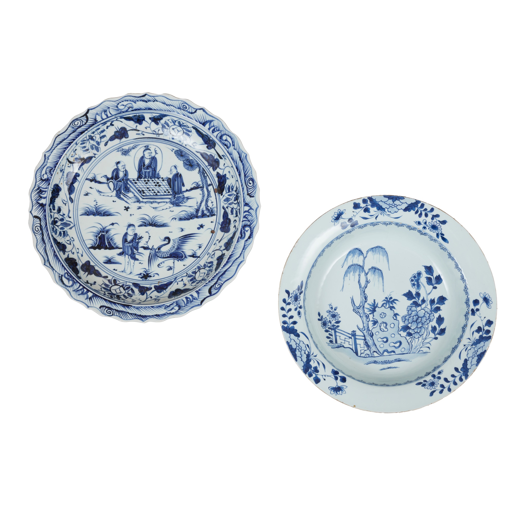 TWO LARGE BLUE AND WHITE WARES