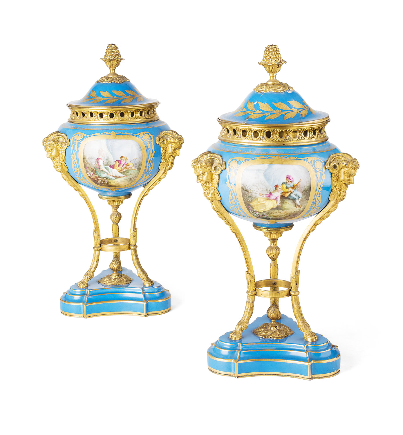 PAIR OF LARGE SEVRES STYLE BRULE-PARFUMS