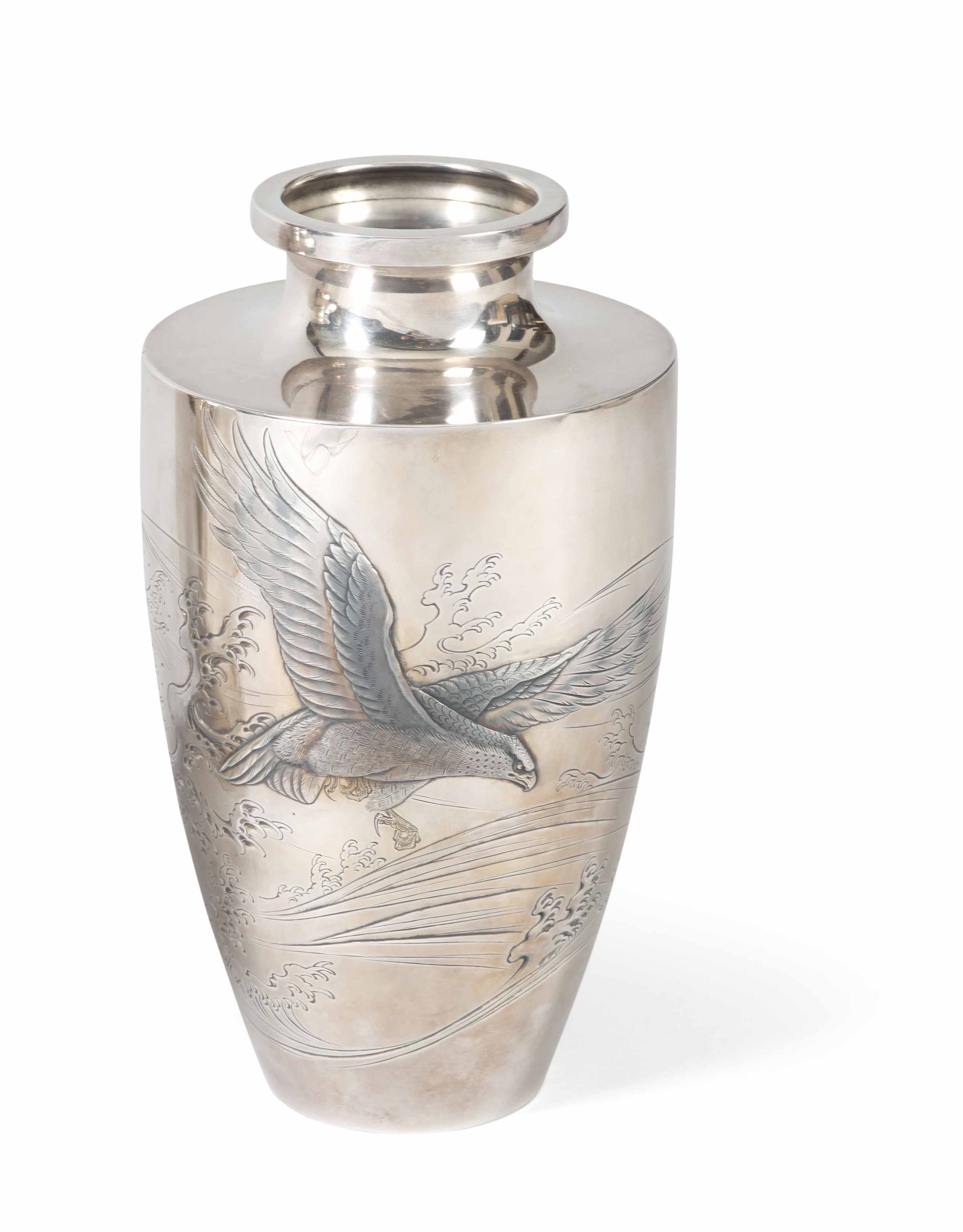 FINE JAPANESE SILVER VASE