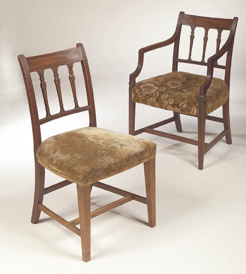 A set of eight early 19th century mahogany dining chairs,