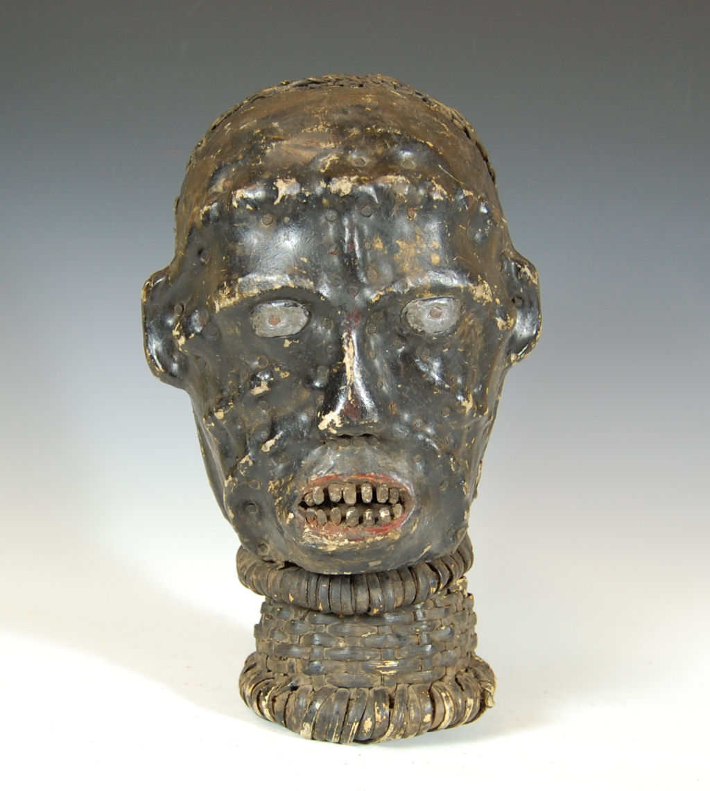 Ethnographic Interest A skin covered mask, probably from the cross river region between Nigeria and Cameroon