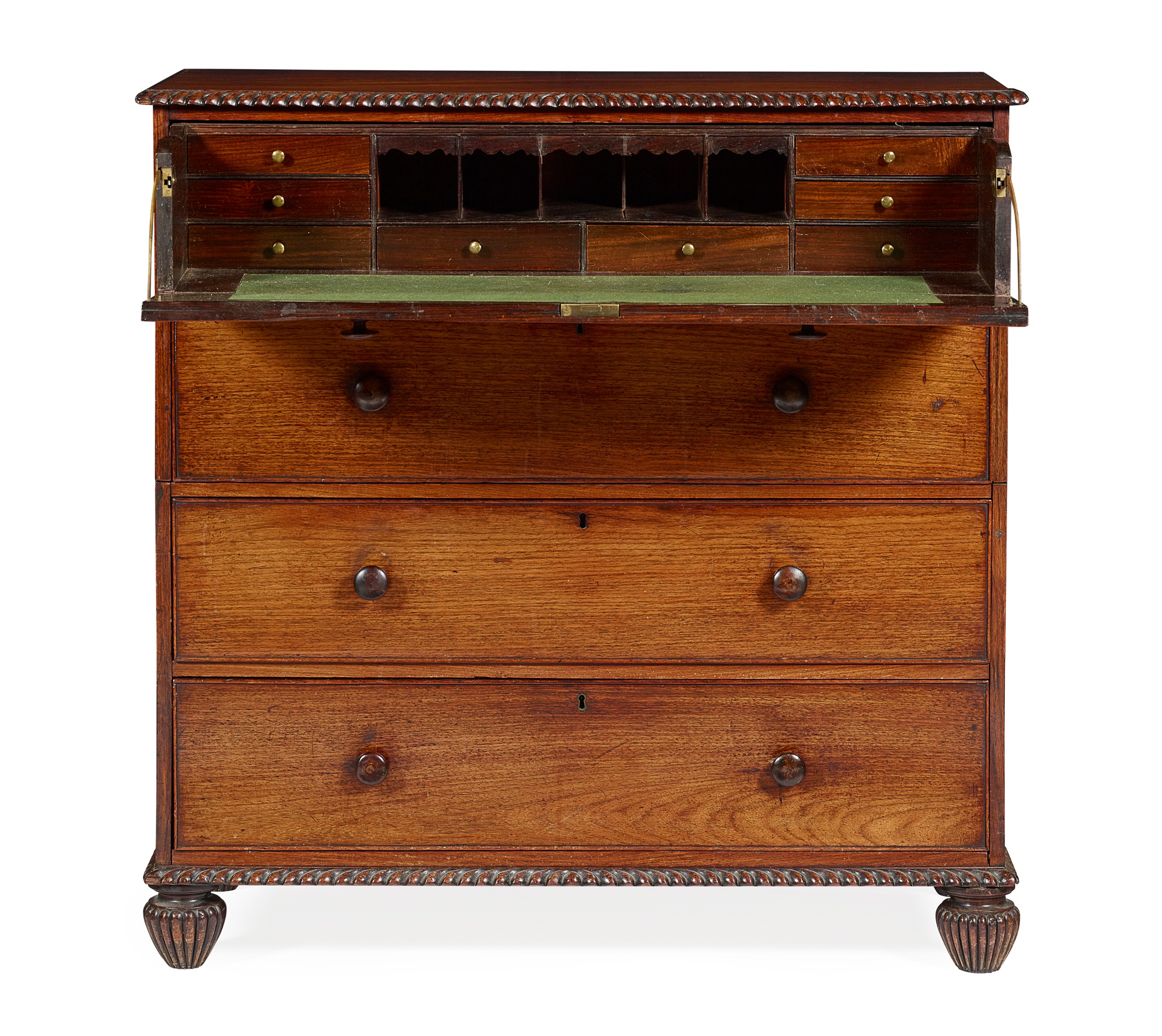ANGLO-INDIAN PADOUK SECRETAIRE CHEST OF DRAWERS