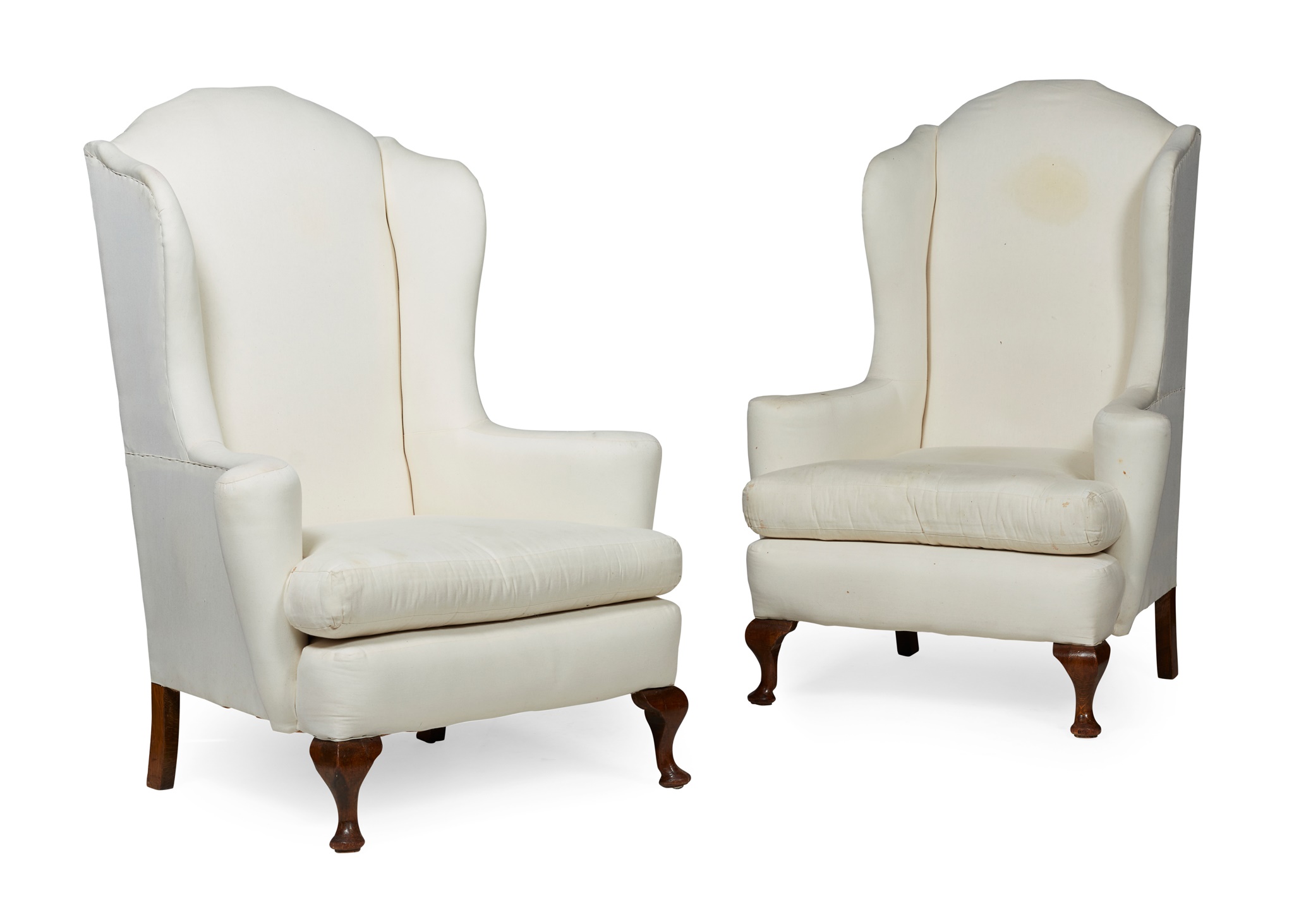 PAIR OF GEORGE I STYLE WINGBACK ARMCHAIRS