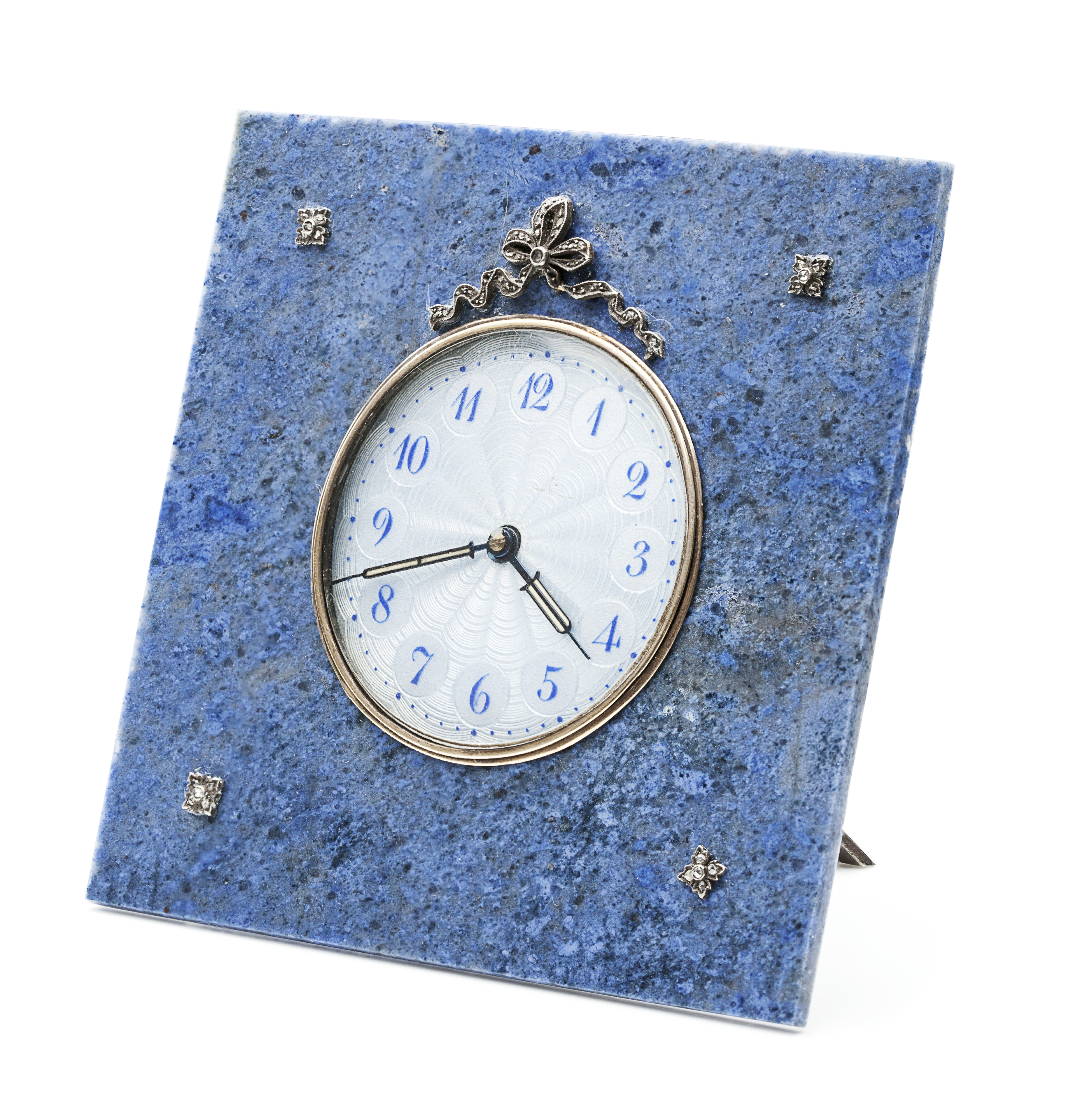 A 1920s diamond, hardstone and enamel decorated clock