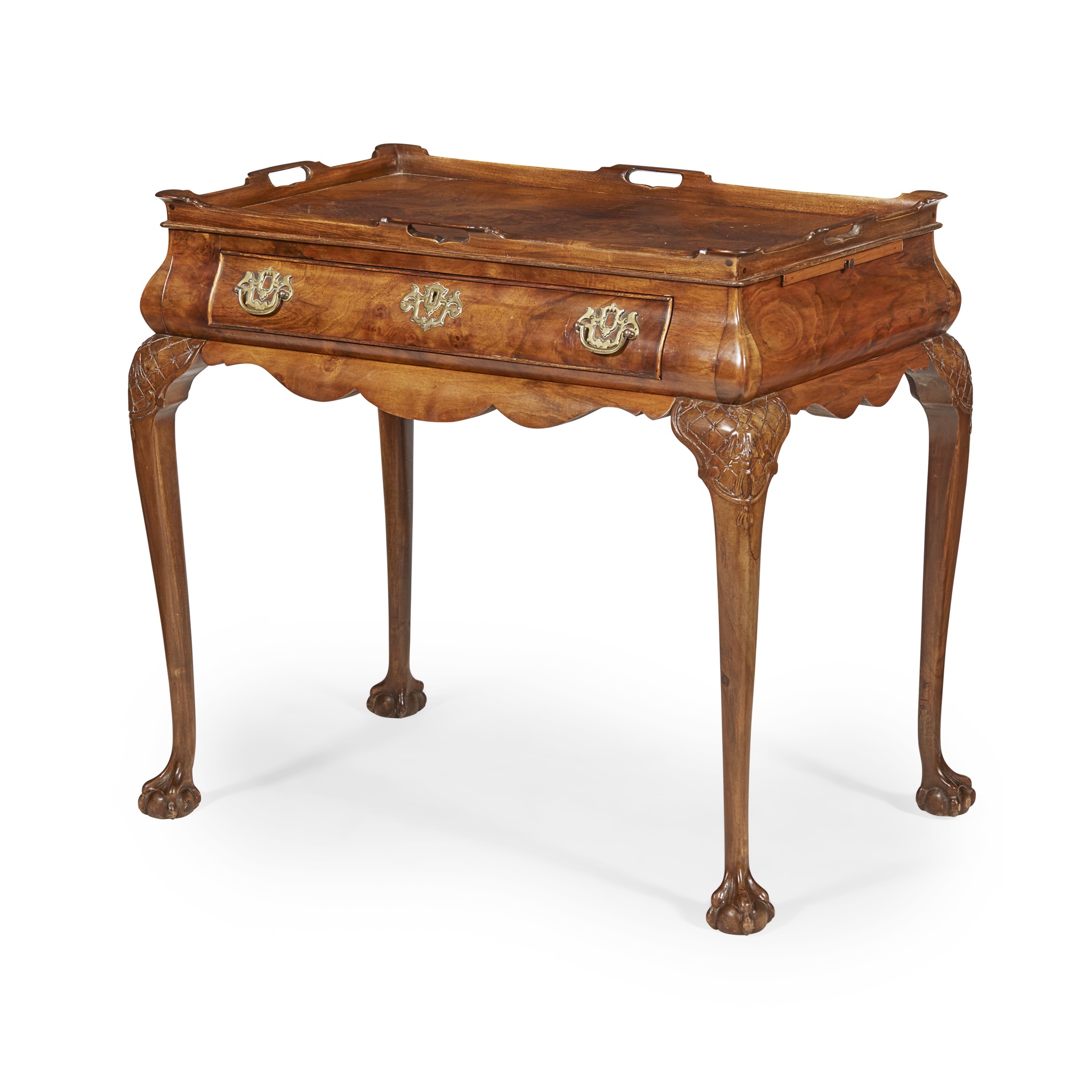 GEORGE II STYLE WALNUT TRAY TOP TEA TABLE