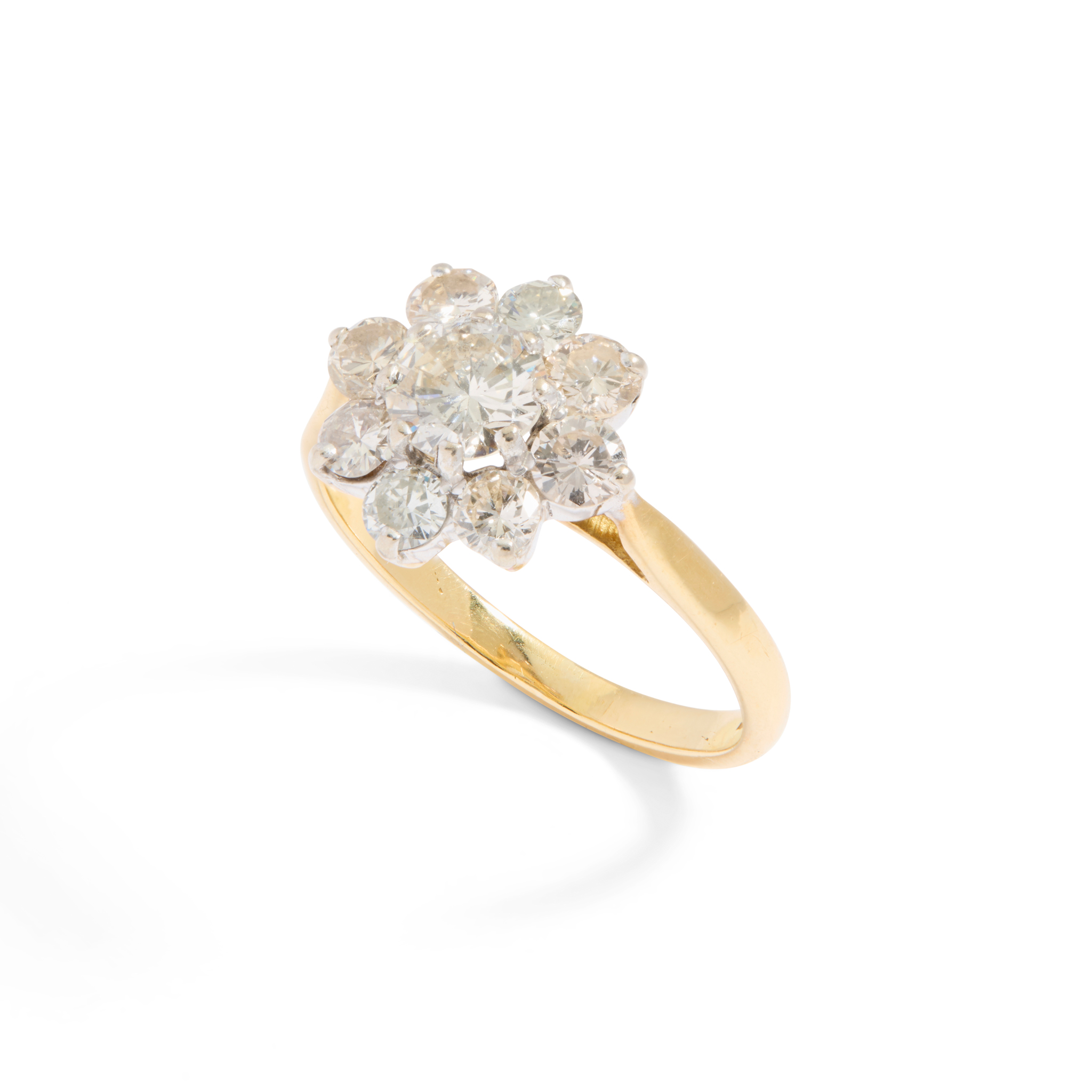 A diamond flower cluster ring
