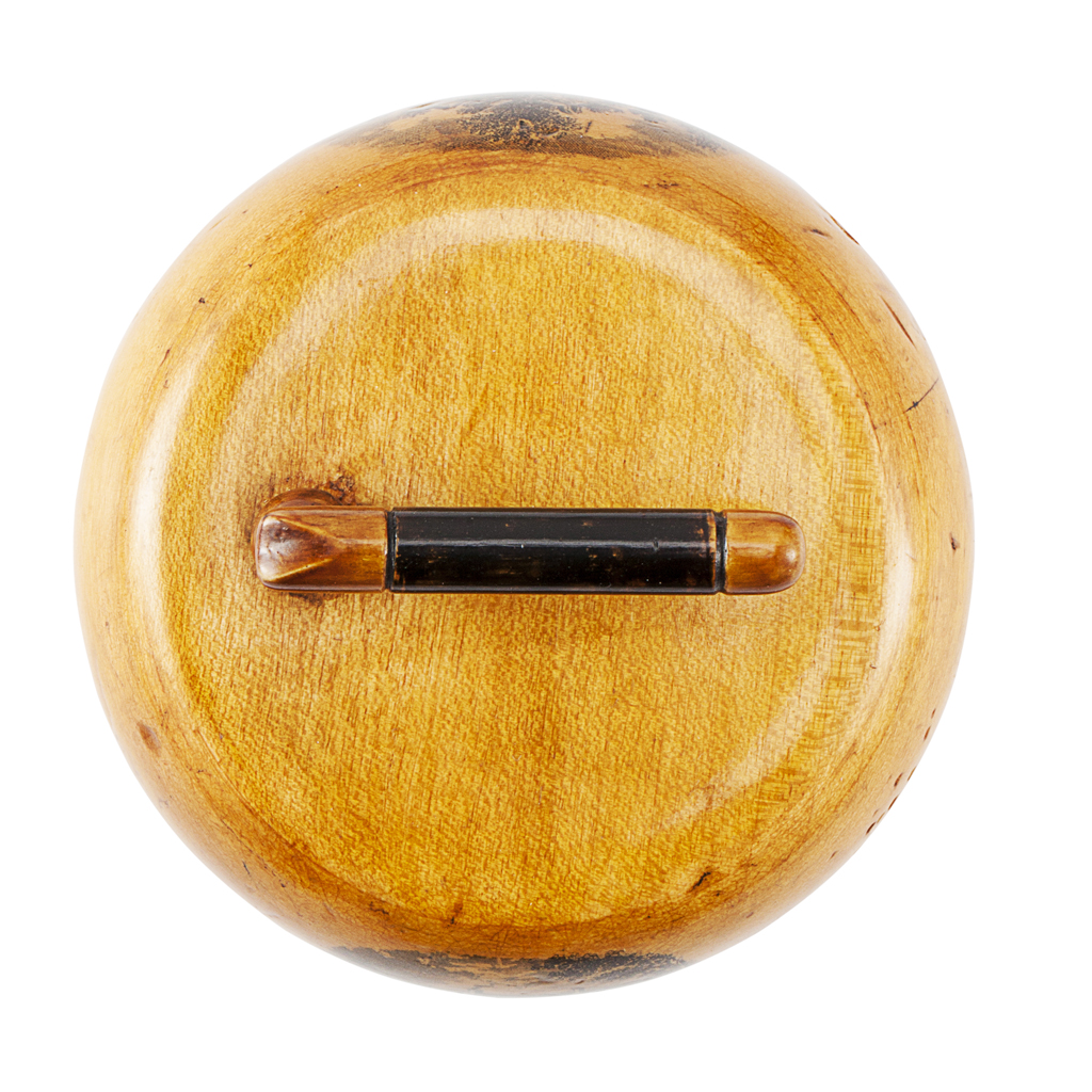 A MAUCHLINE WARE CURLING STONE PAPERWEIGHT