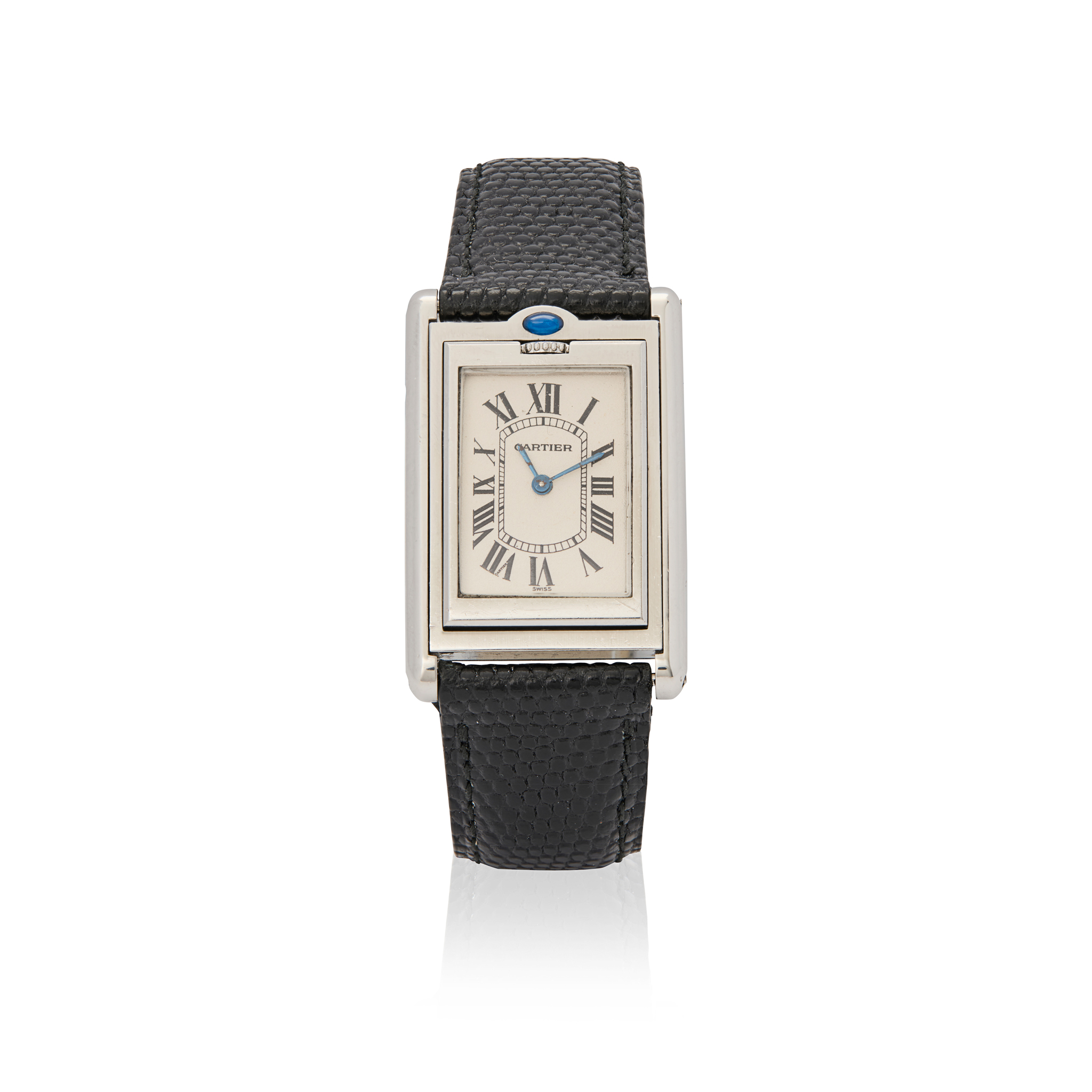 Cartier. A rectangular stainless steel reversible quartz wristwatch