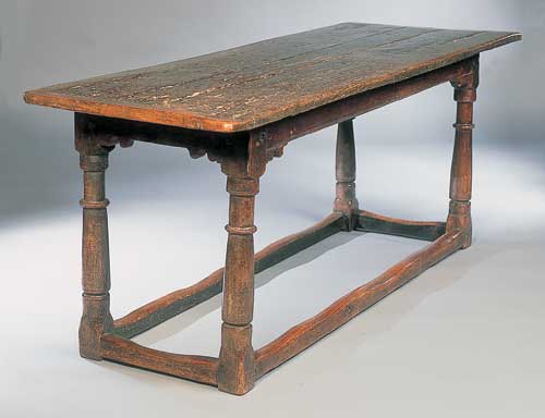 A 17th century oak refectory table