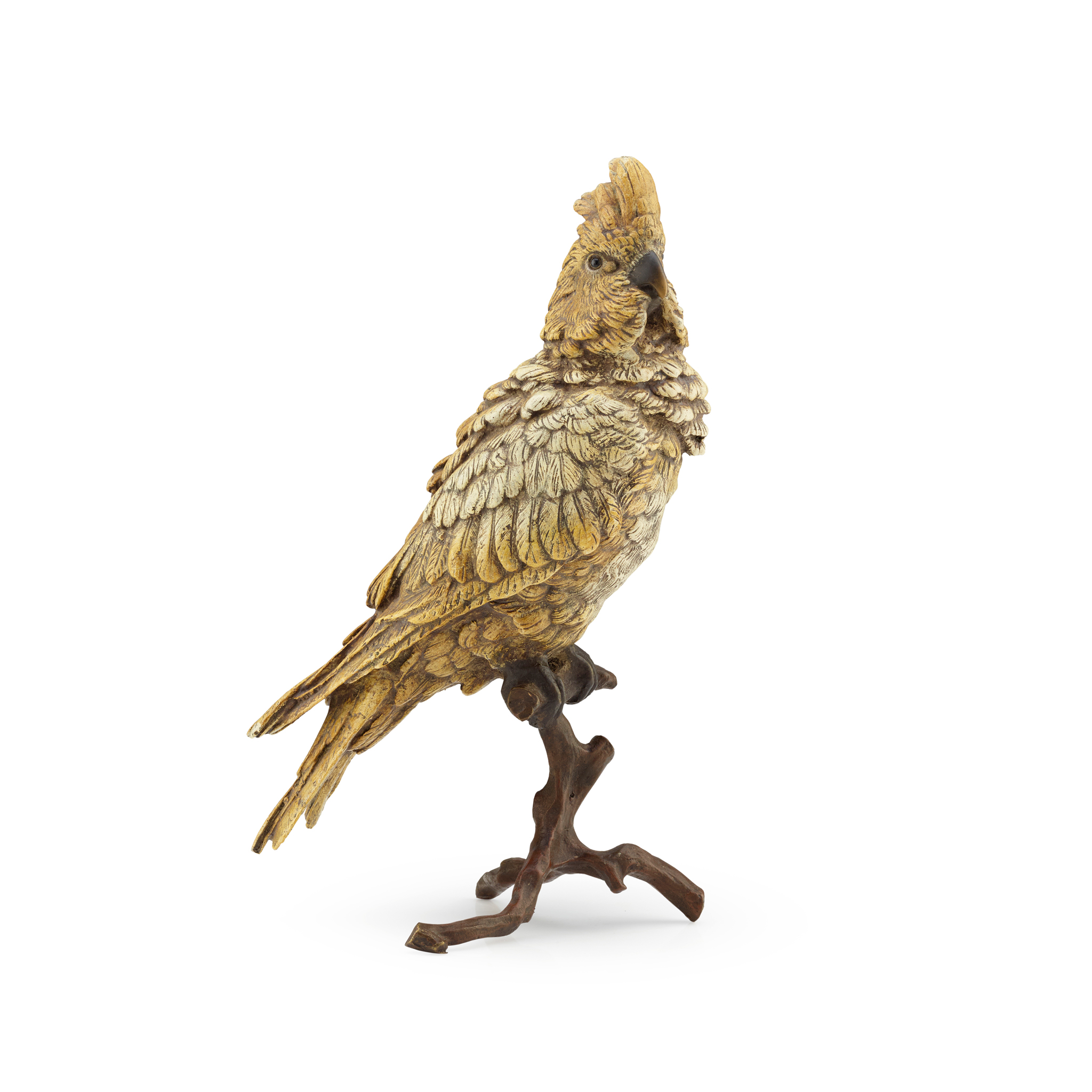AUSTRIAN COLD PAINTED BRONZE FIGURE OF A COCKATOO, BY FRANZ XAVER BERGMAN (AUSTRIAN 1861-1936)