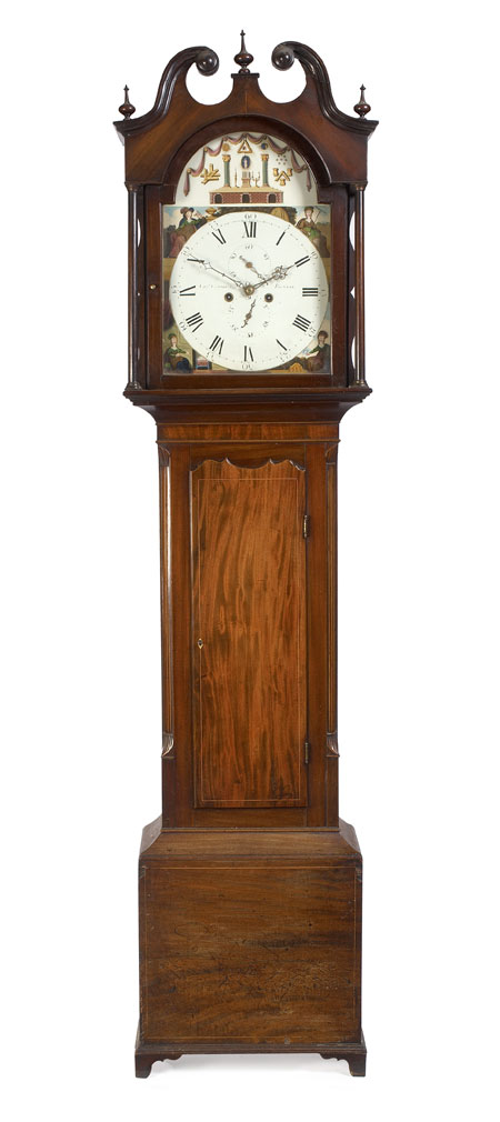 A George III period mahogany and line inlaid longcase clock Signed Chas. Campbell, Bo'ness