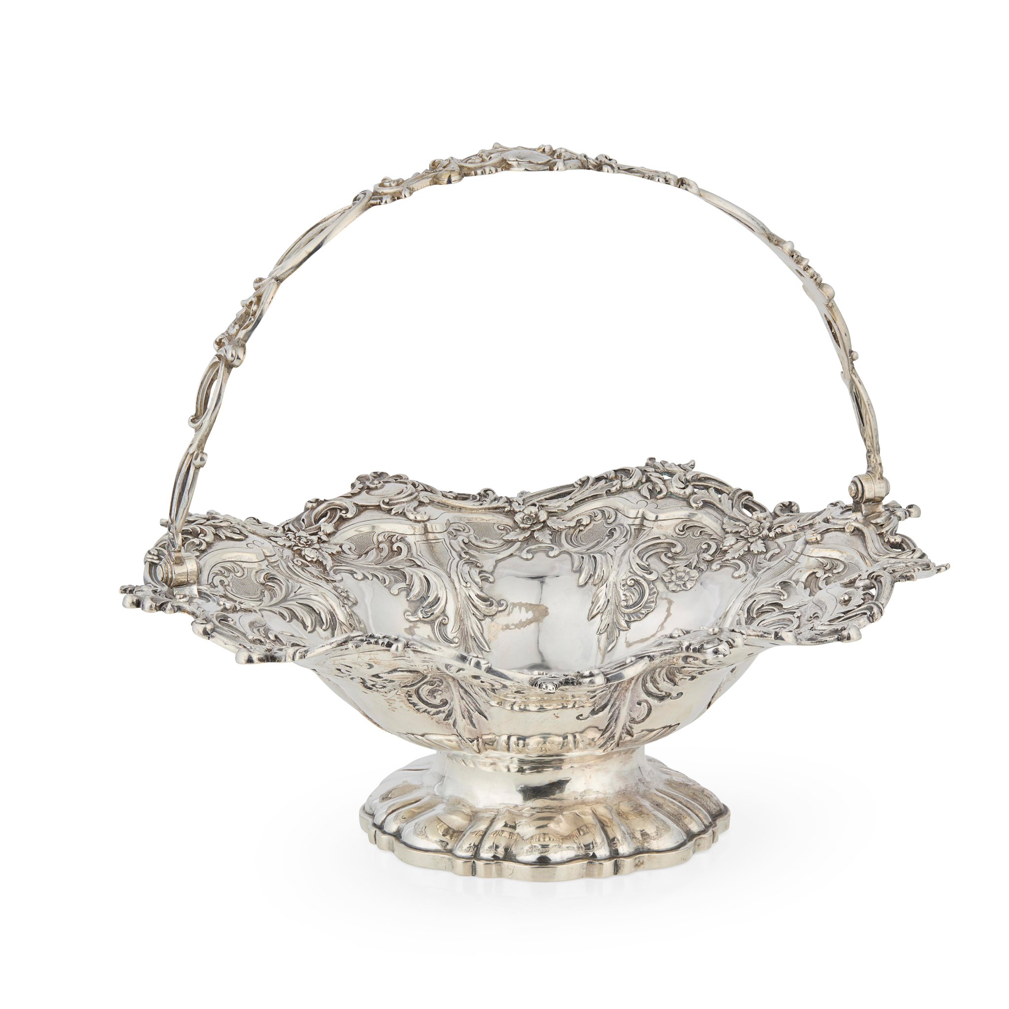 A WILLIAM IV SWING-HANDLED BASKET