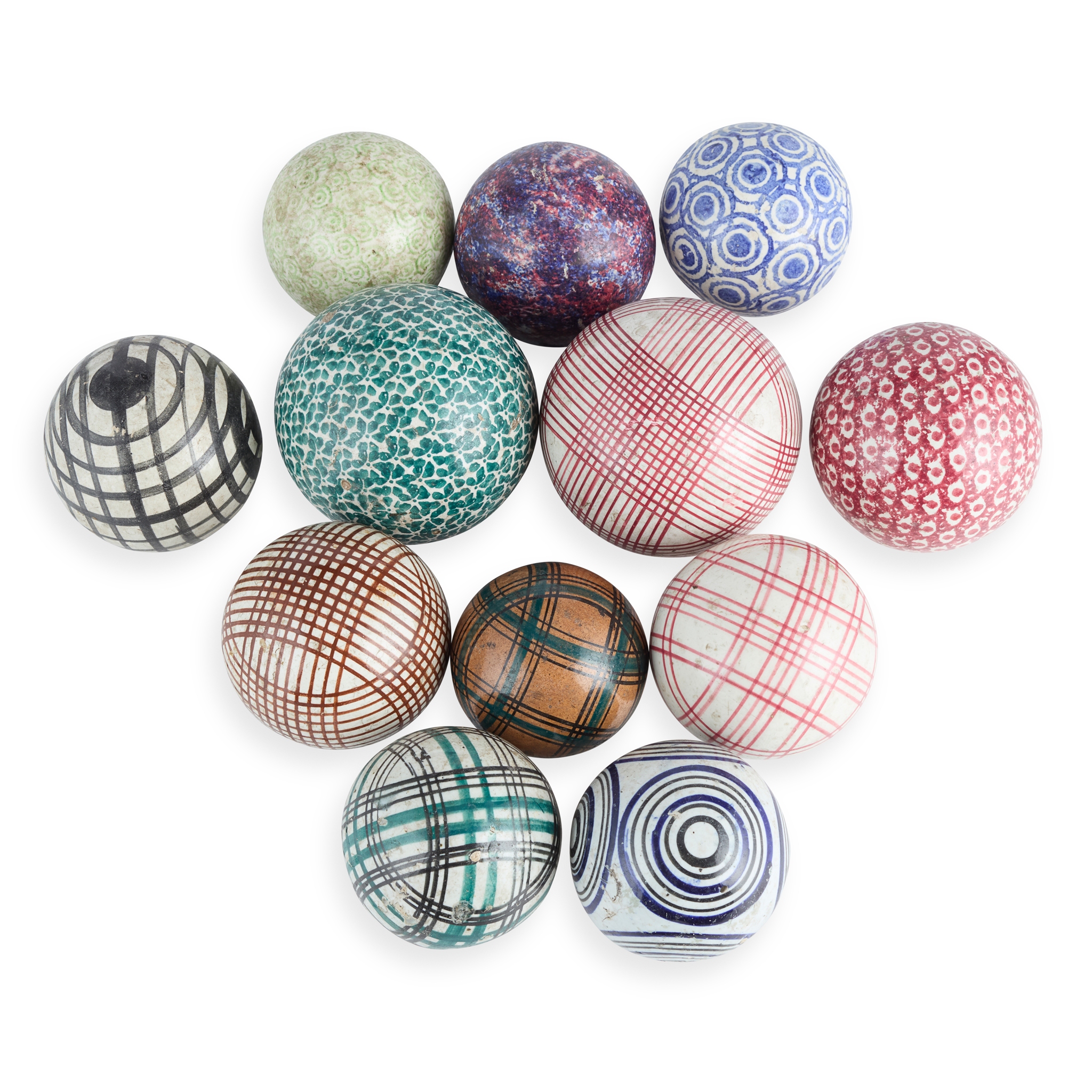 A GROUP OF SCOTTISH POTTERY CARPET BOWLS