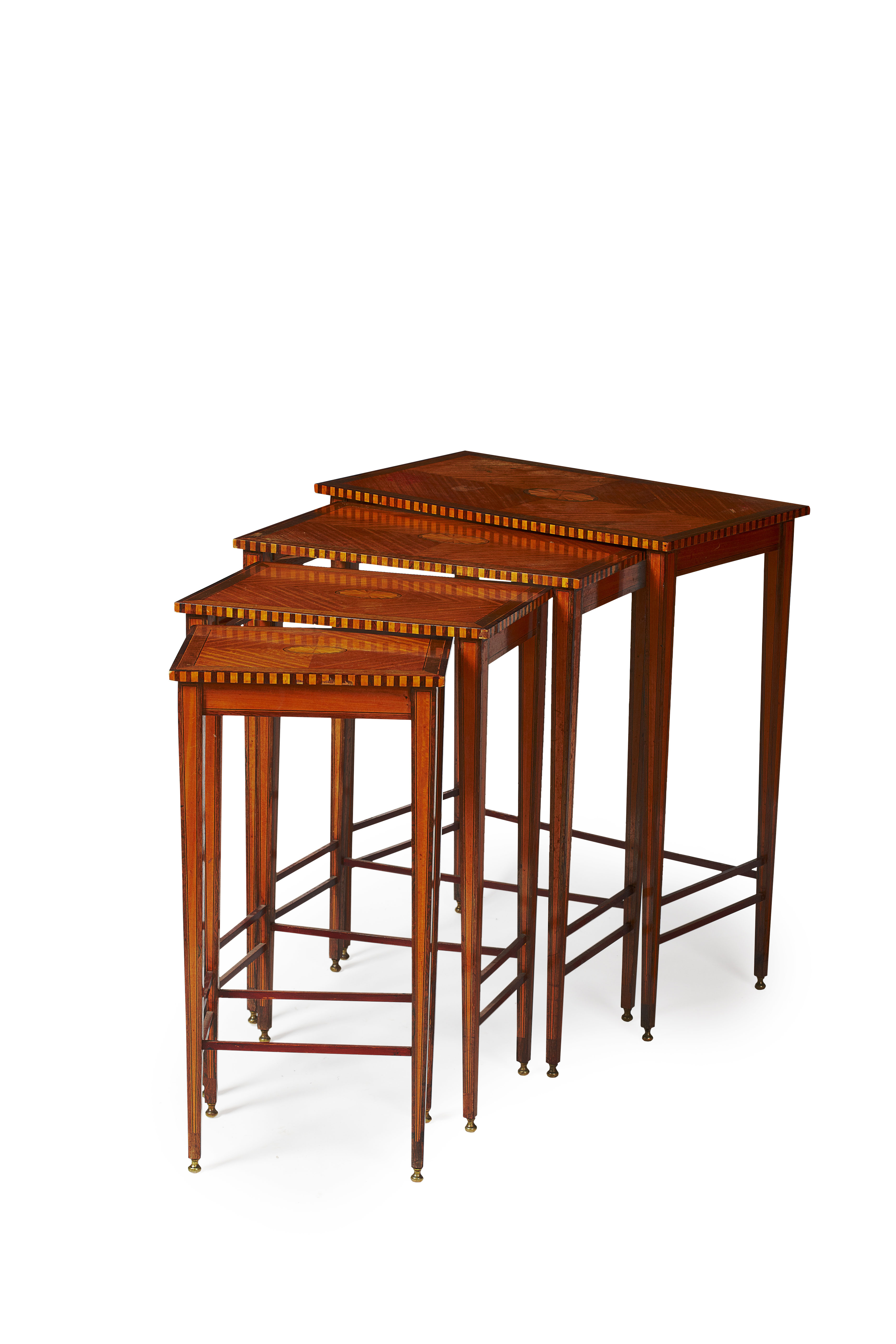 EDWARDIAN SATINWOOD AND ROSEWOOD NEST OF TABLES