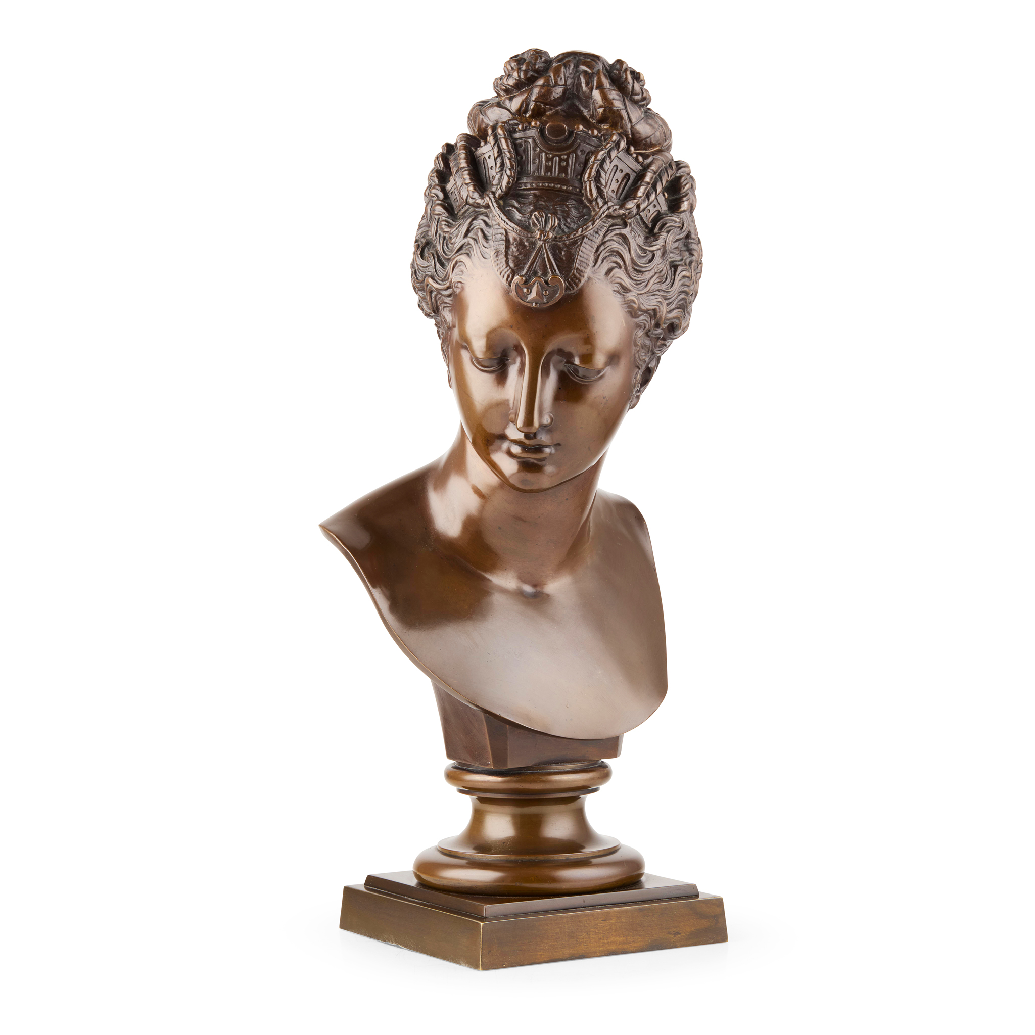 FRENCH BRONZE BUST OF DIANE DE POITIER, AFTER JEAN GOUJON