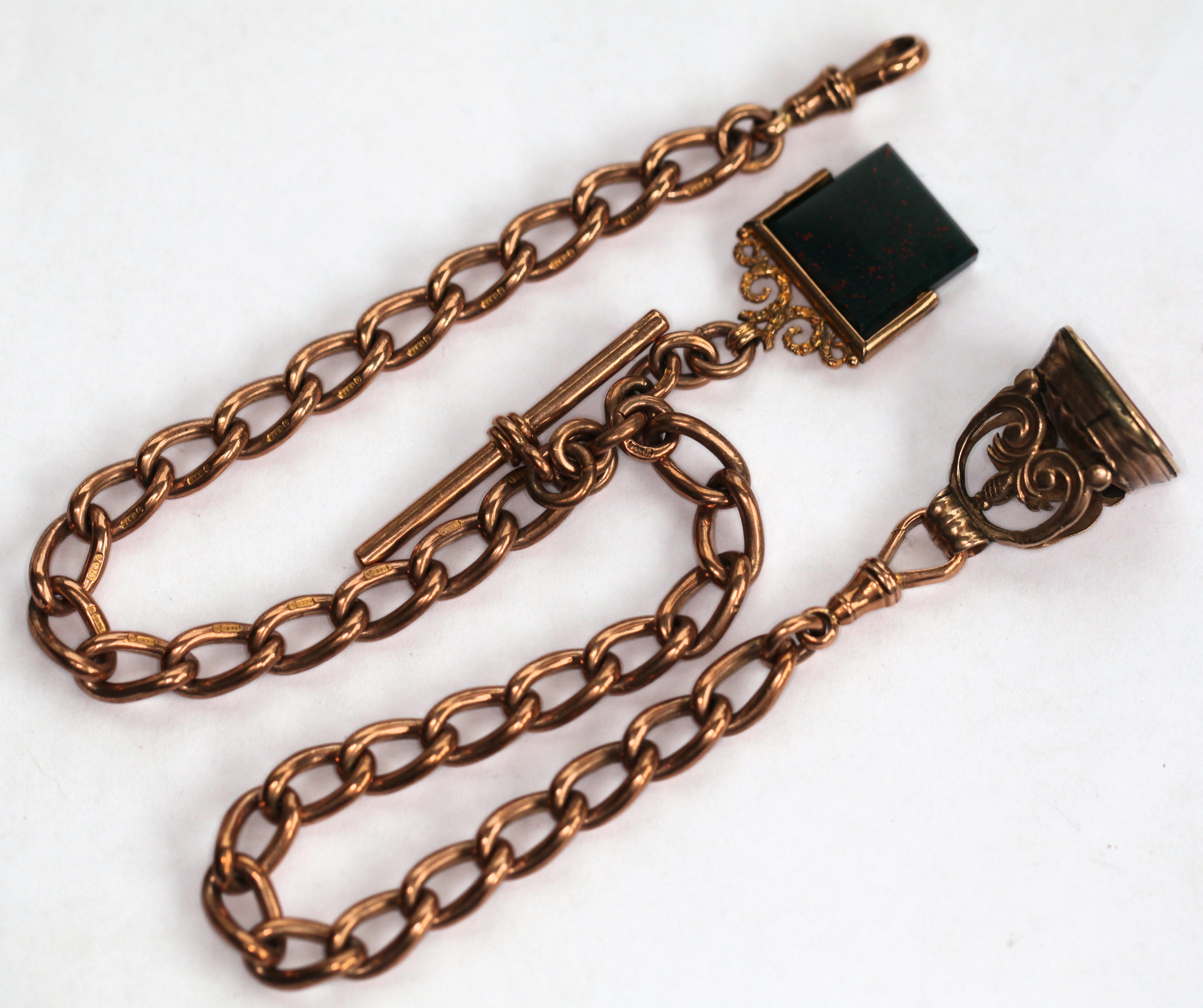 A heavy 9ct gold double Albert