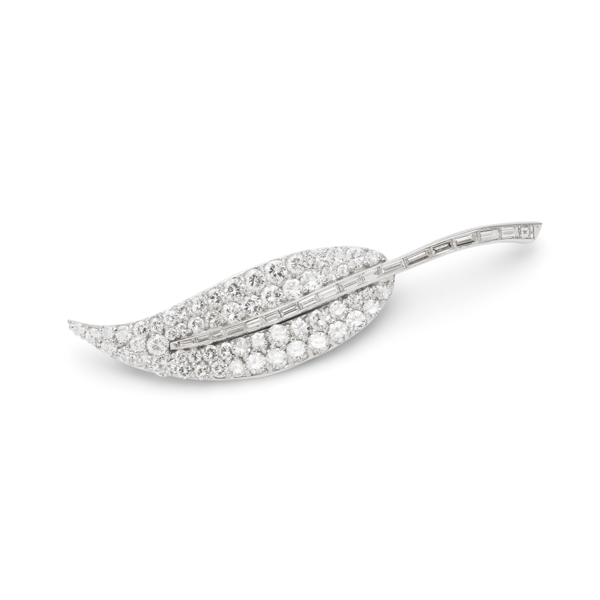 A 1950s diamond leaf brooch