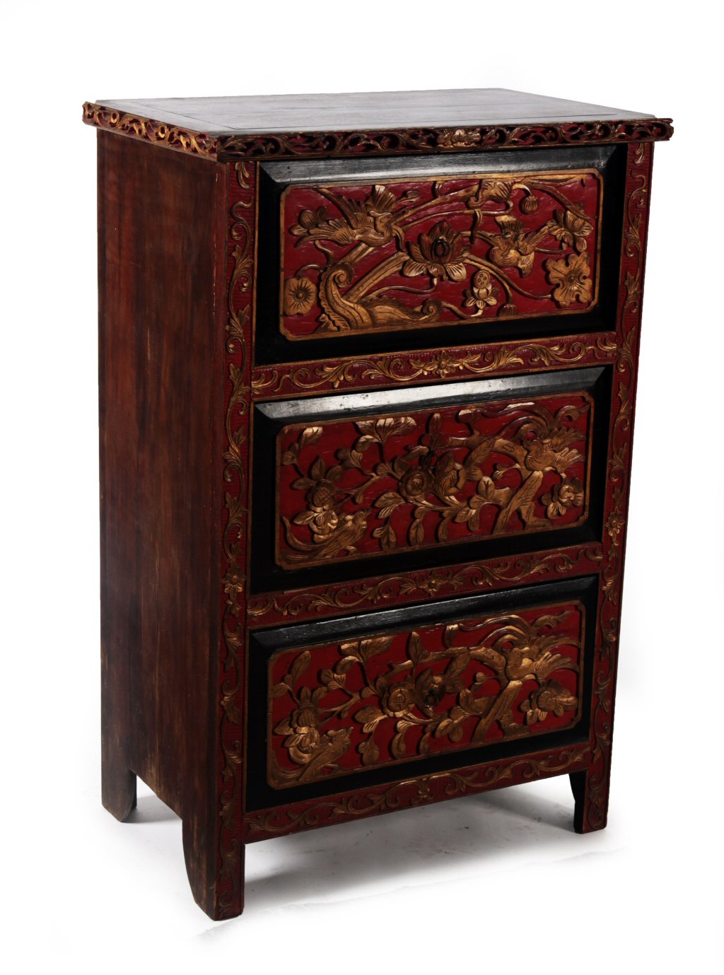 CHINESE PARCEL-GILT HARDWOOD CHEST