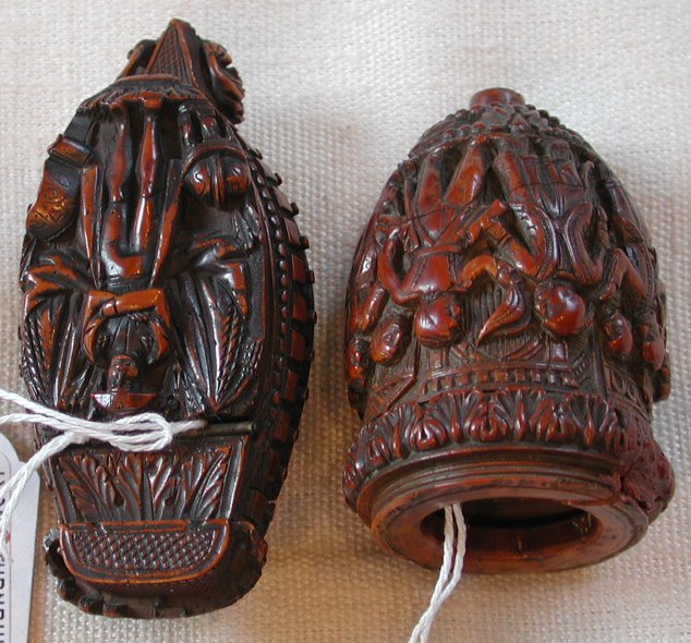 A 19th century carved cocquilla nut box