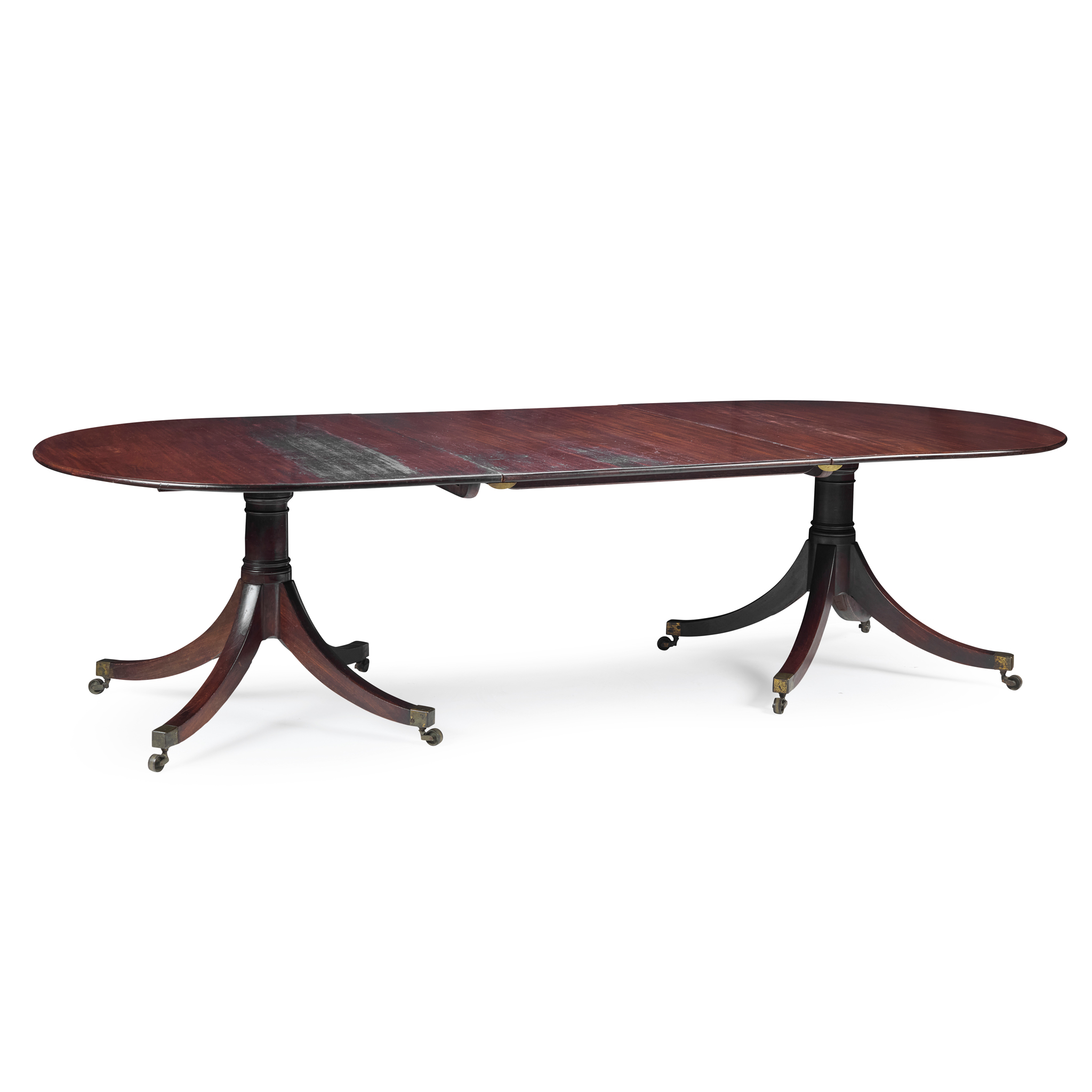 GEORGE III TWIN PEDESTAL MAHOGANY DINING TABLE